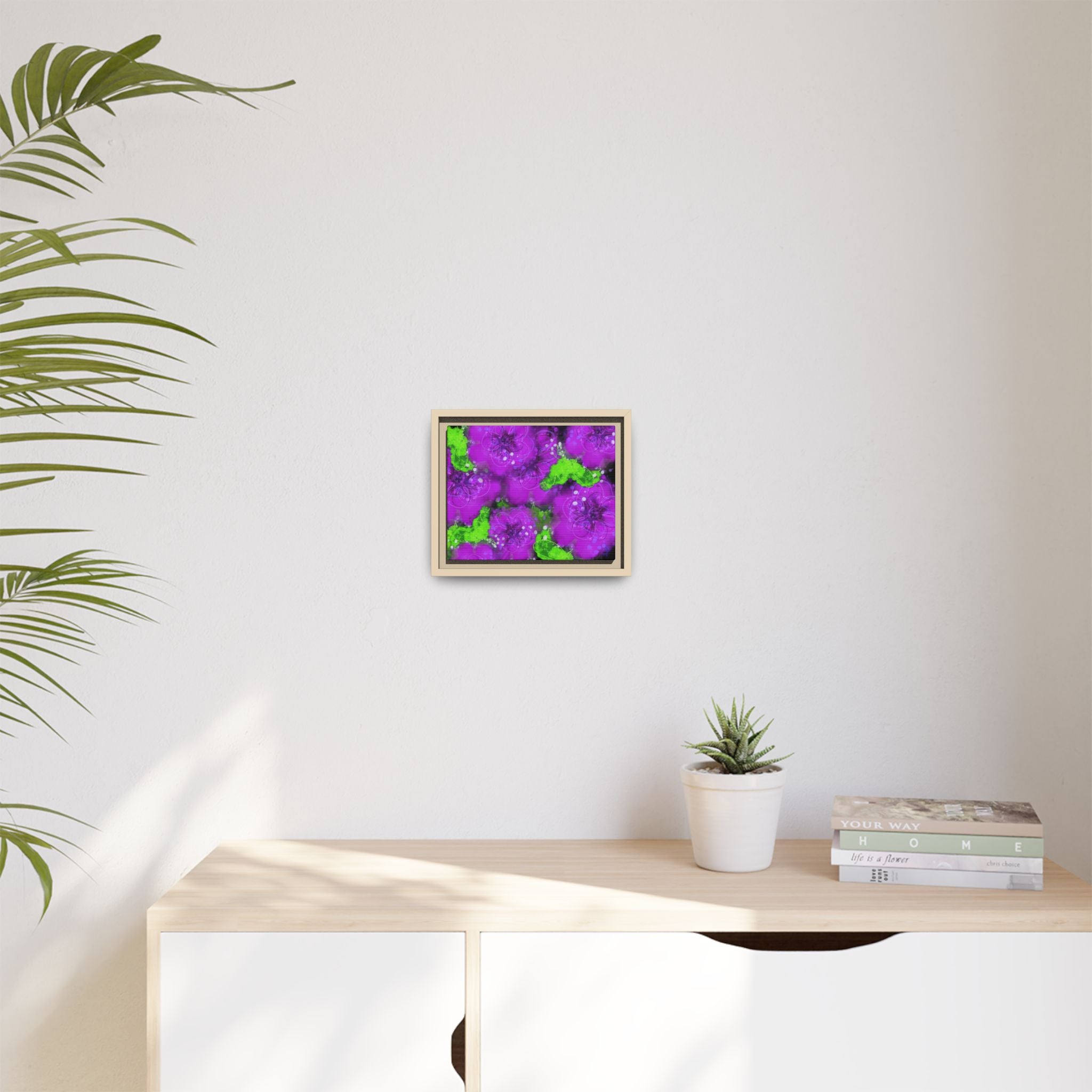 Framed Floral Canvas Print — Matte Multi-Color Blooms Wall Art