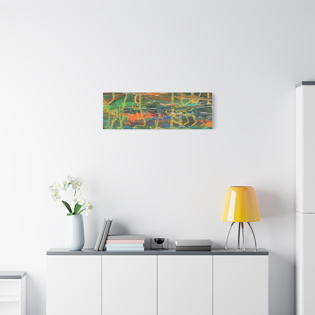 Abstract Green & Orange Matte Canvas Wall Art - Stretched 1.25"