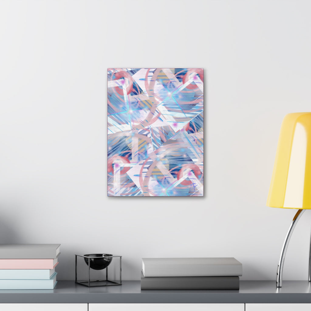 Abstract Pastel Flamingo Canvas Stretch 1.5" - Modern Tropical Wall Art