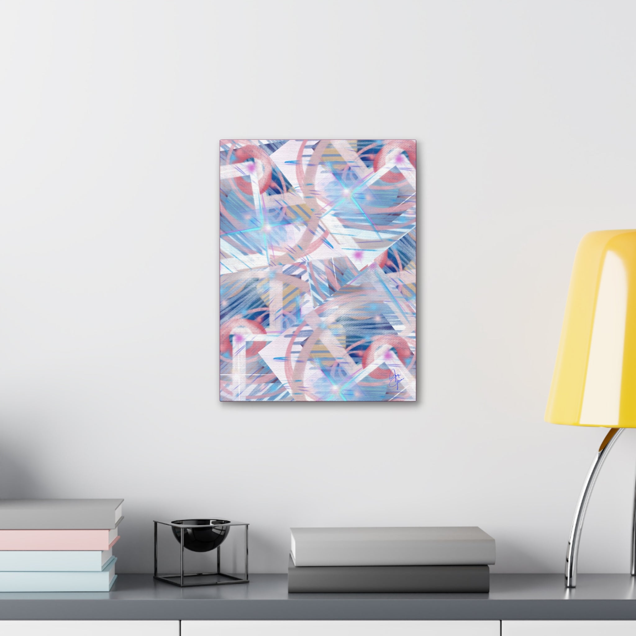 Abstract Pastel Flamingo Canvas Stretch 1.5" - Modern Tropical Wall Art