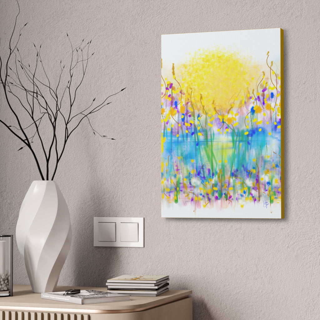 Sunburst Meadow Canvas Print — Vibrant Floral Wall Art