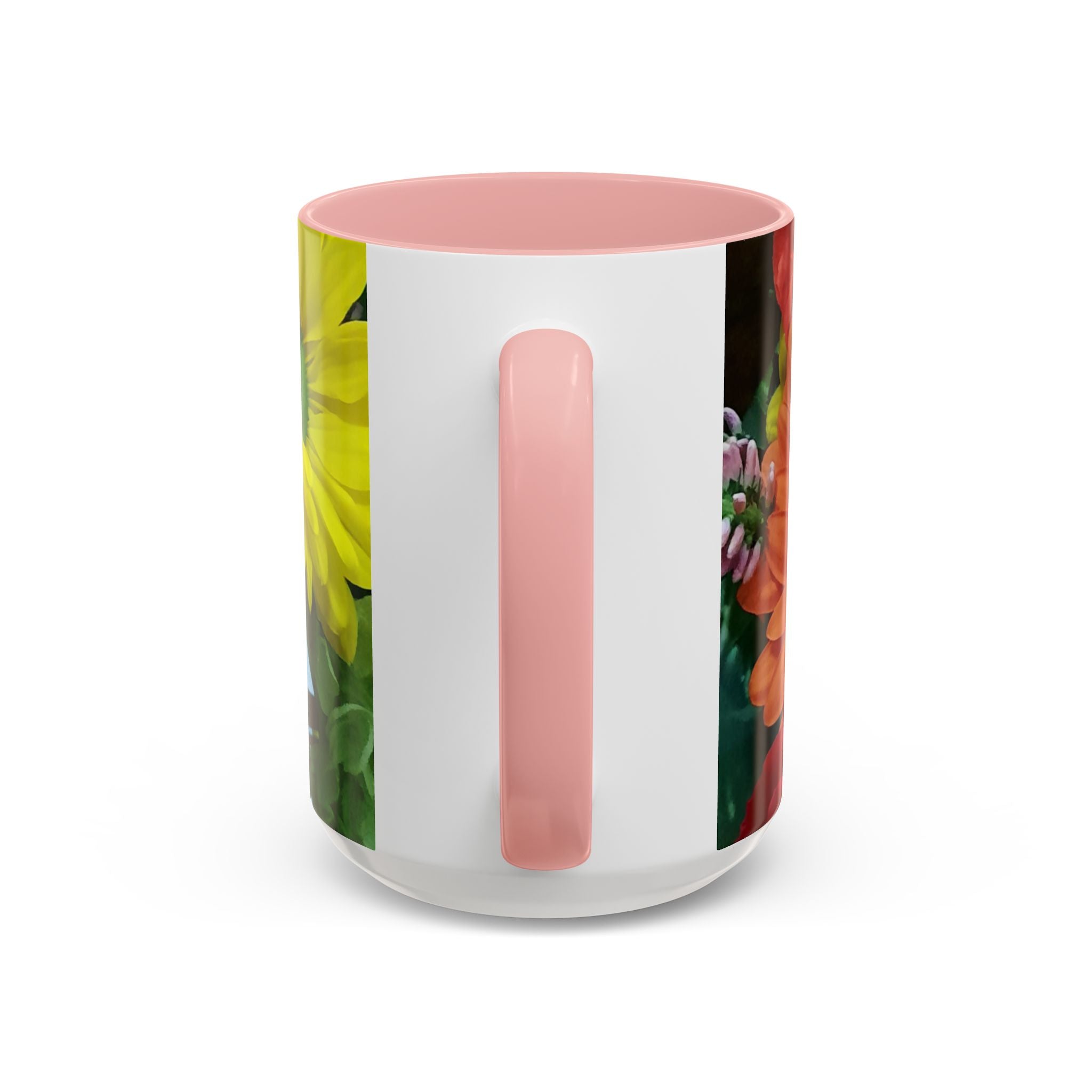 Floral Gerbera Accent Coffee Mug — Orange & Yellow Daisy Photo Wrap (11/15 oz)