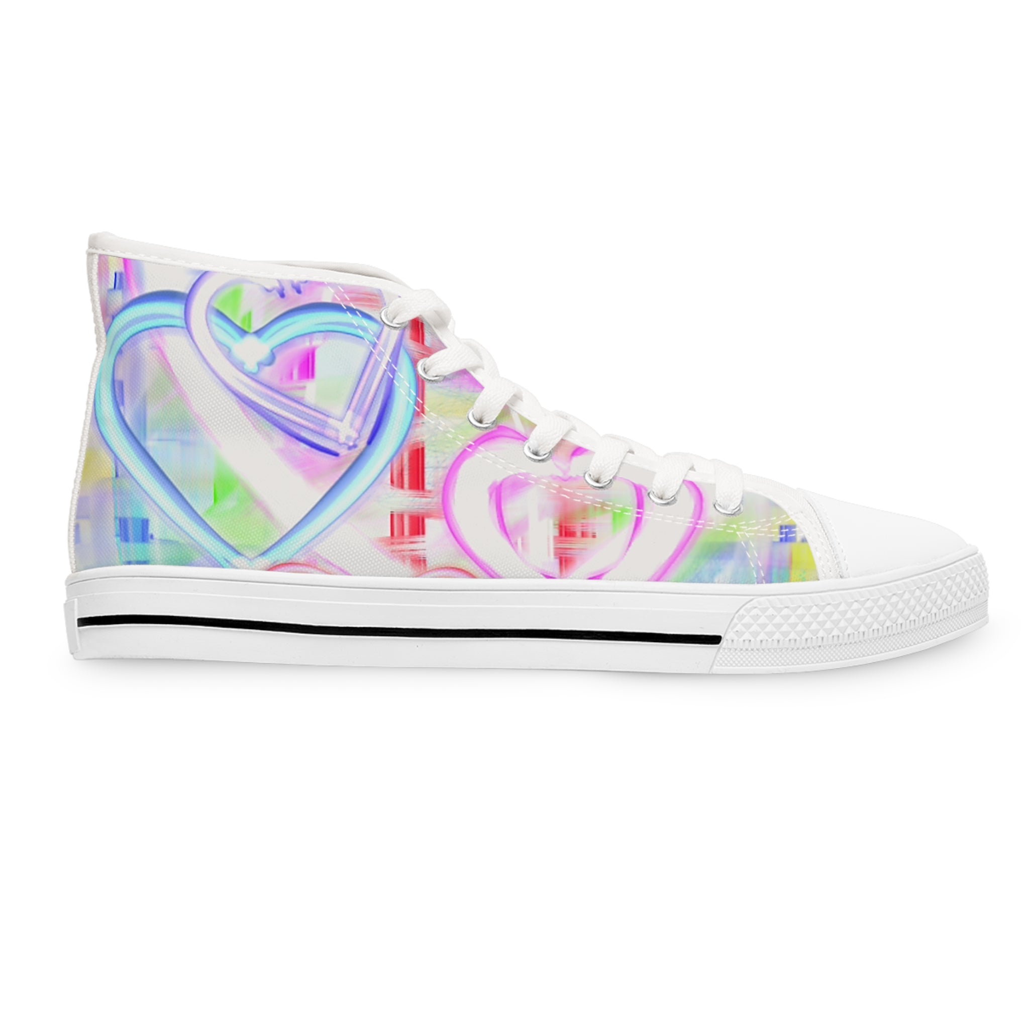 Women's High Top Sneakers — Pastel Heart Graffiti Print
