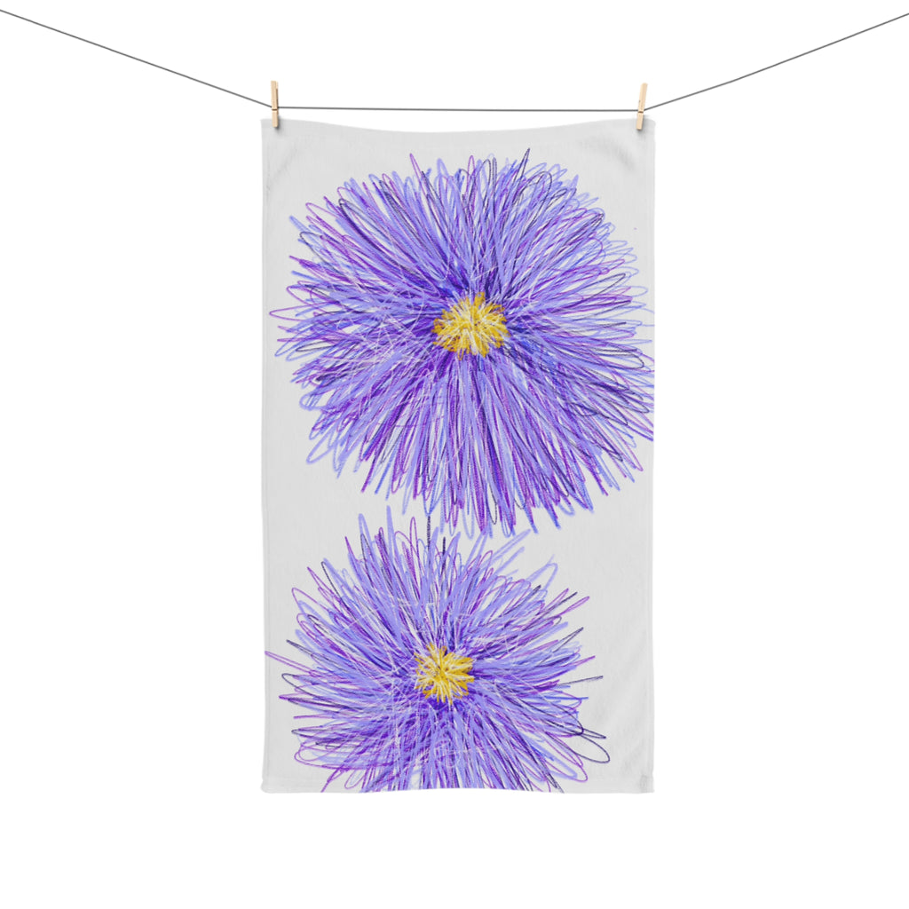 Hand Towel — Purple Aster Floral Bath/Guest Towel, Cheerful Spring Flower Design