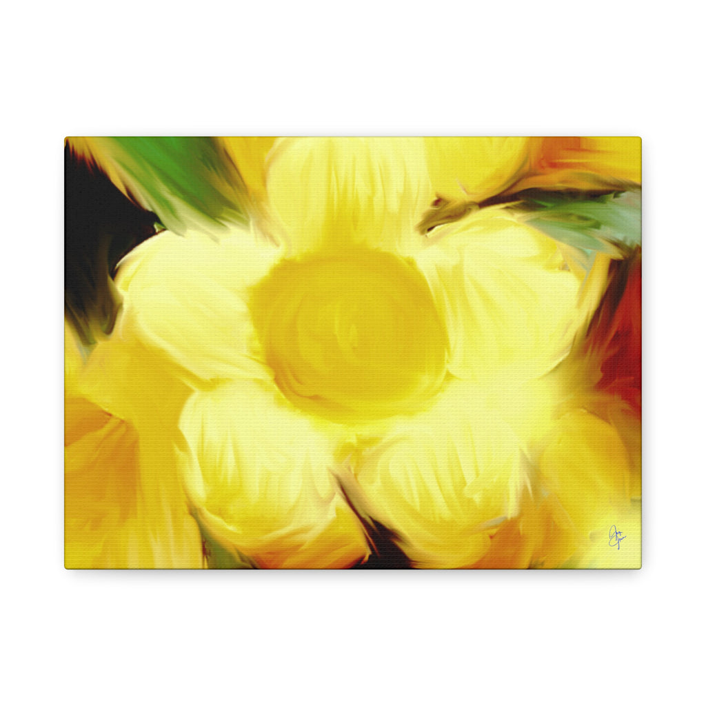 Yellow Floral Canvas Wall Art – Bright Sunflower-Style Painting, Matte Stretched Print