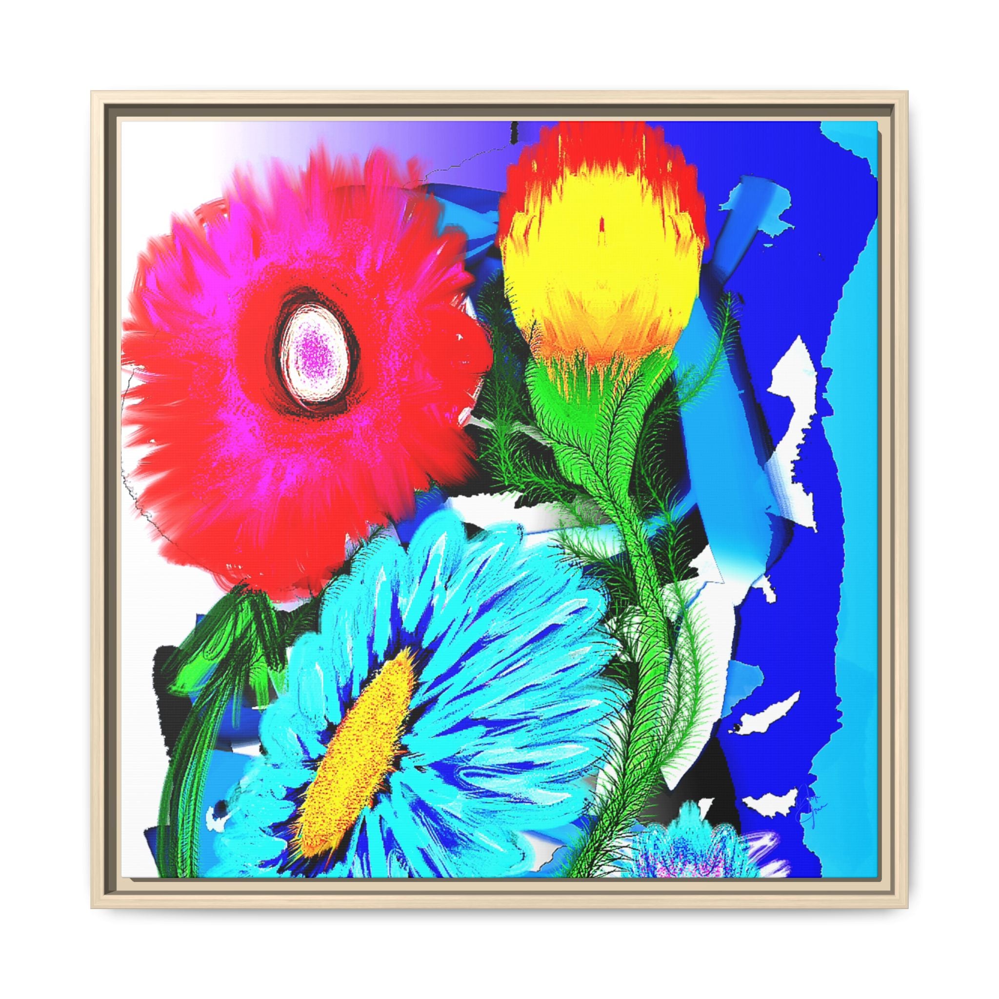 Vibrant Pop Floral Matte Canvas Framed Wall Art