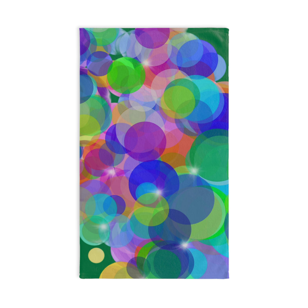 Colorful Bubble Bokeh Hand Towel — Bright Abstract Kitchen & Bathroom Accent