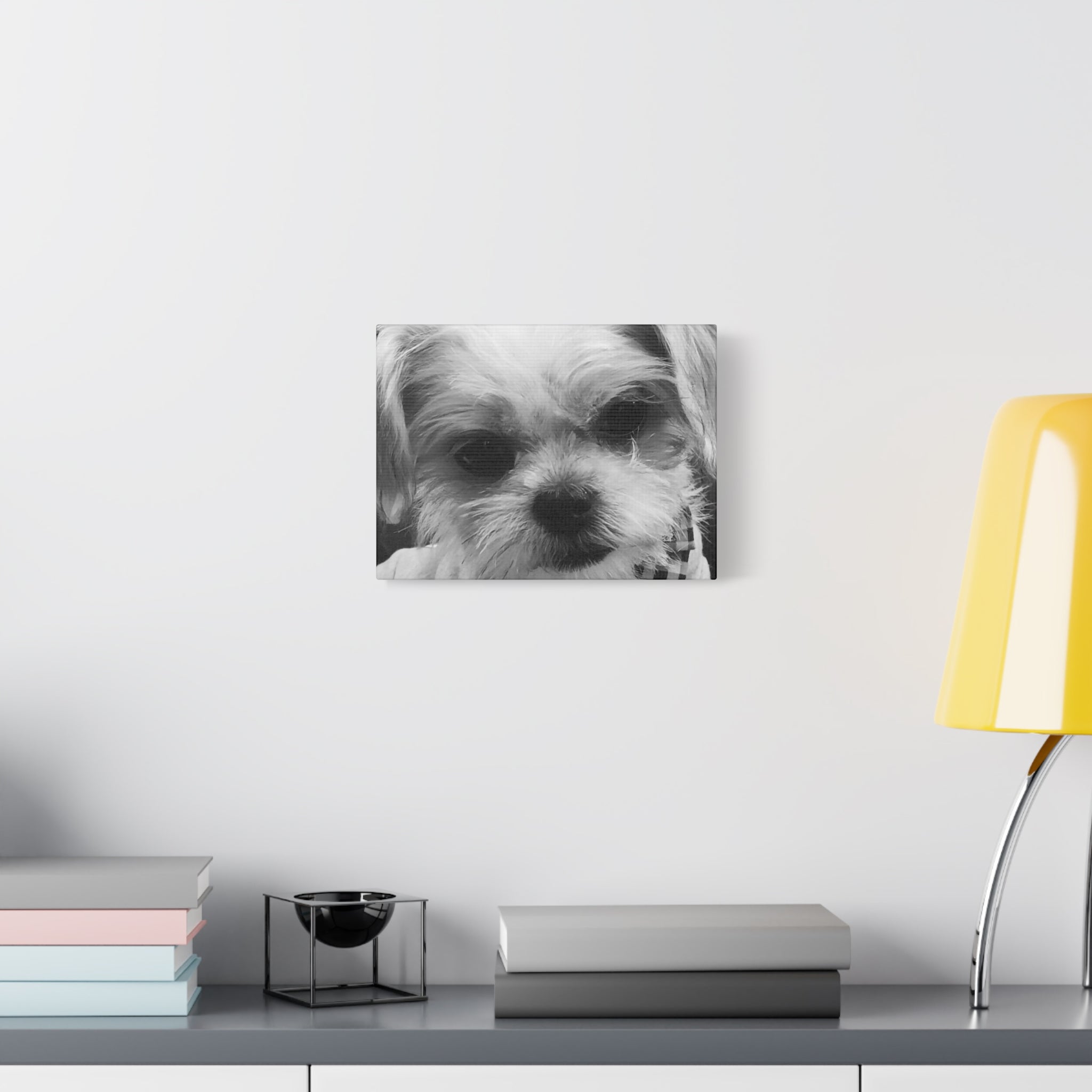 Black and White Dog Portrait Canvas Wall Art