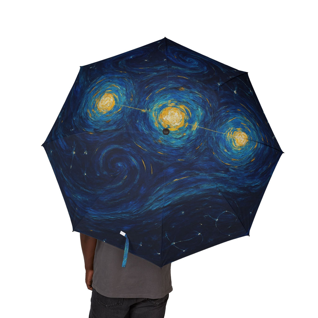 Foldable Umbrella — Starry Night Galaxy Swirl Weatherproof Umbrella