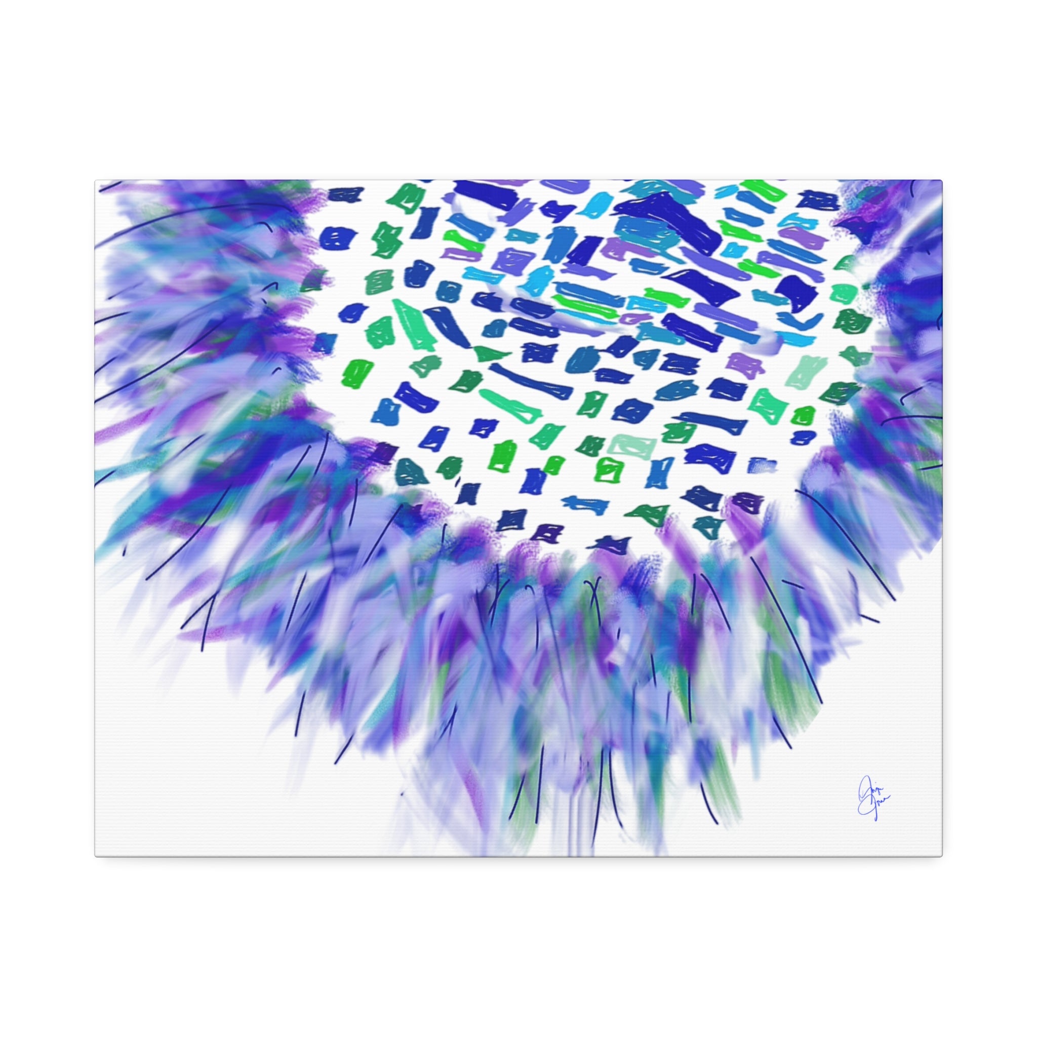 Abstract Blue-Purple Burst Canvas Stretched Art
