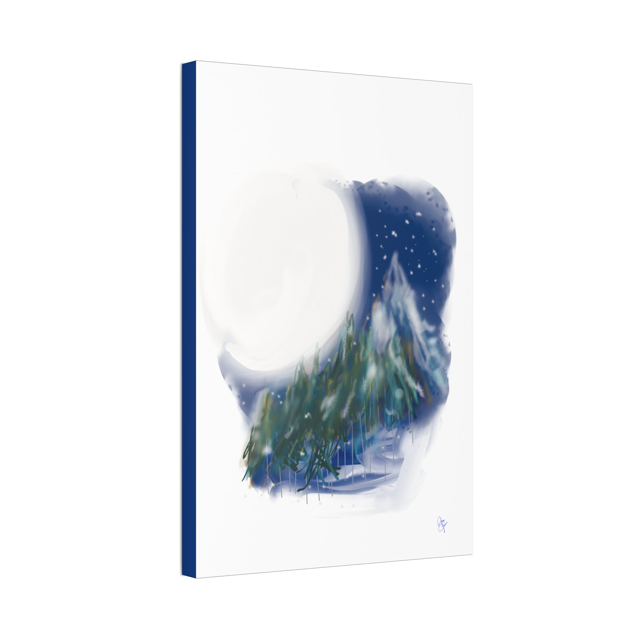 Moonlit Pine Forest Canvas Print — Stretched 1.5"