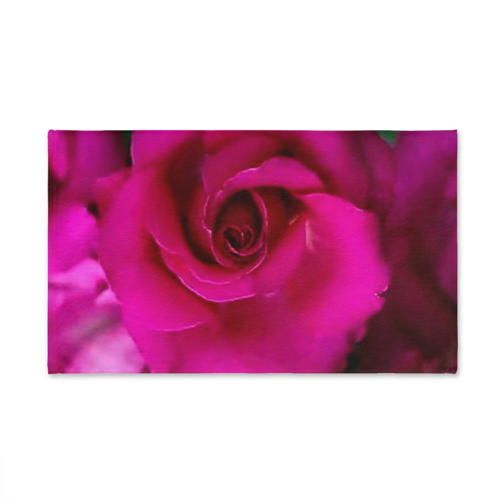 Rose Bloom Hand Towel — Vibrant Pink Floral Kitchen & Guest Towel