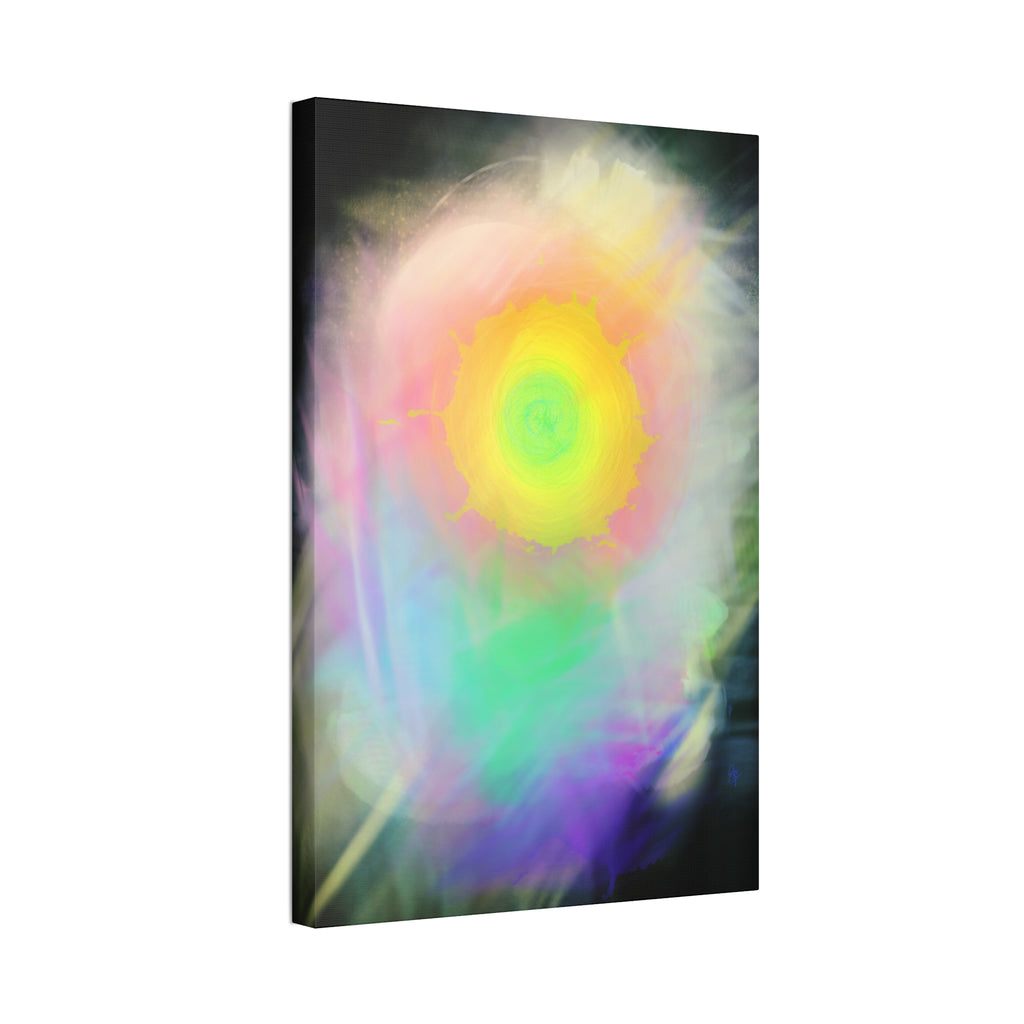 Neon Feather Canvas Stretched Wall Art