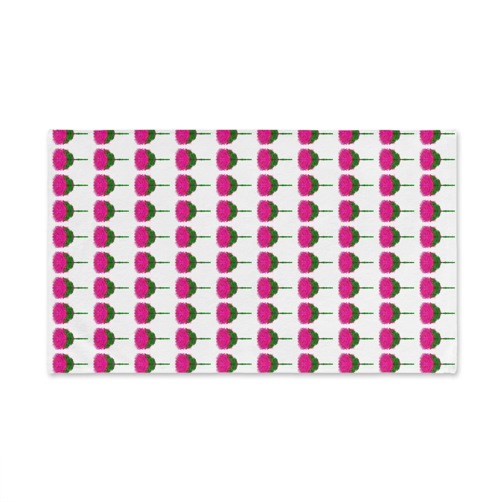 Pink Pom Pom Floral Pattern Hand Towel — Cute Kitchen or Bathroom Accent
