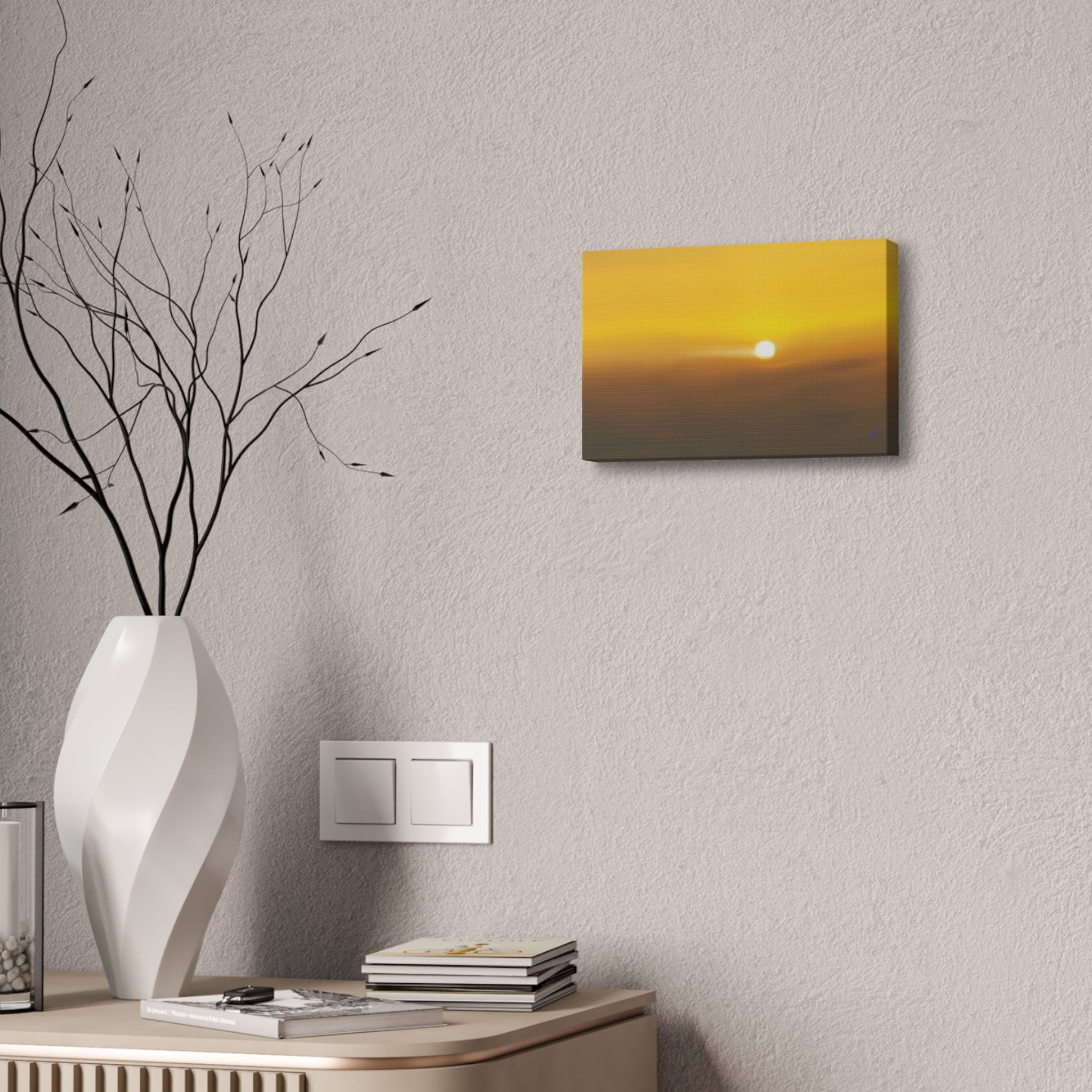 Golden Sunrise Canvas Wall Art — Tranquil Sunrise Stretched Canvas