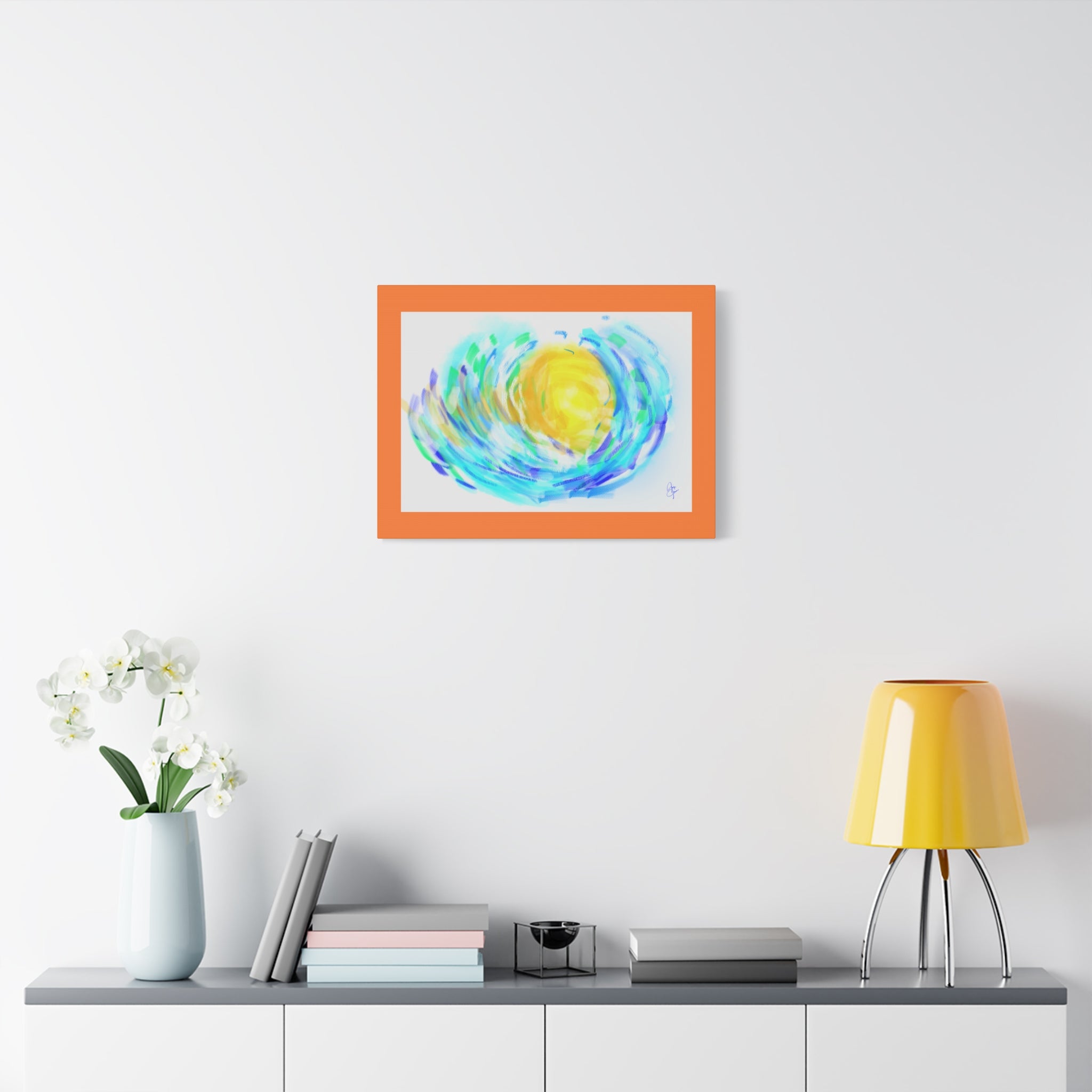Abstract Sunburst Canvas Art — Vibrant Swirl Matte Stretched Canvas