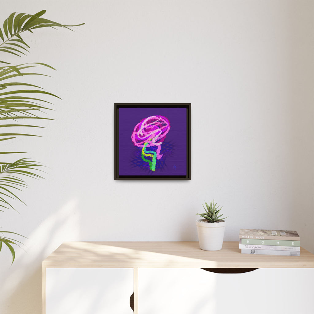 Framed Matte Canvas - Neon Rose Abstract Wall Art