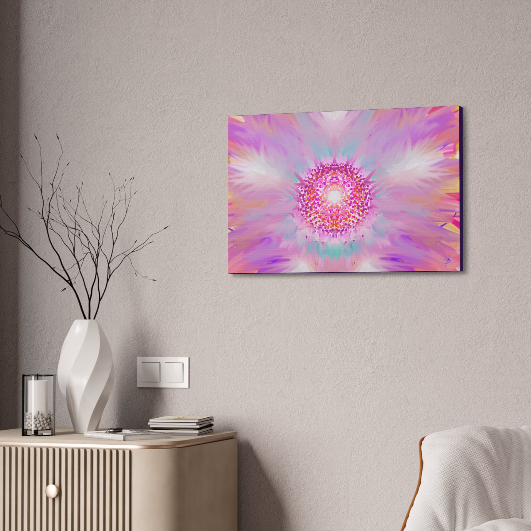 Pink Mandala Abstract Canvas - Stretched 1.5" Wall Art