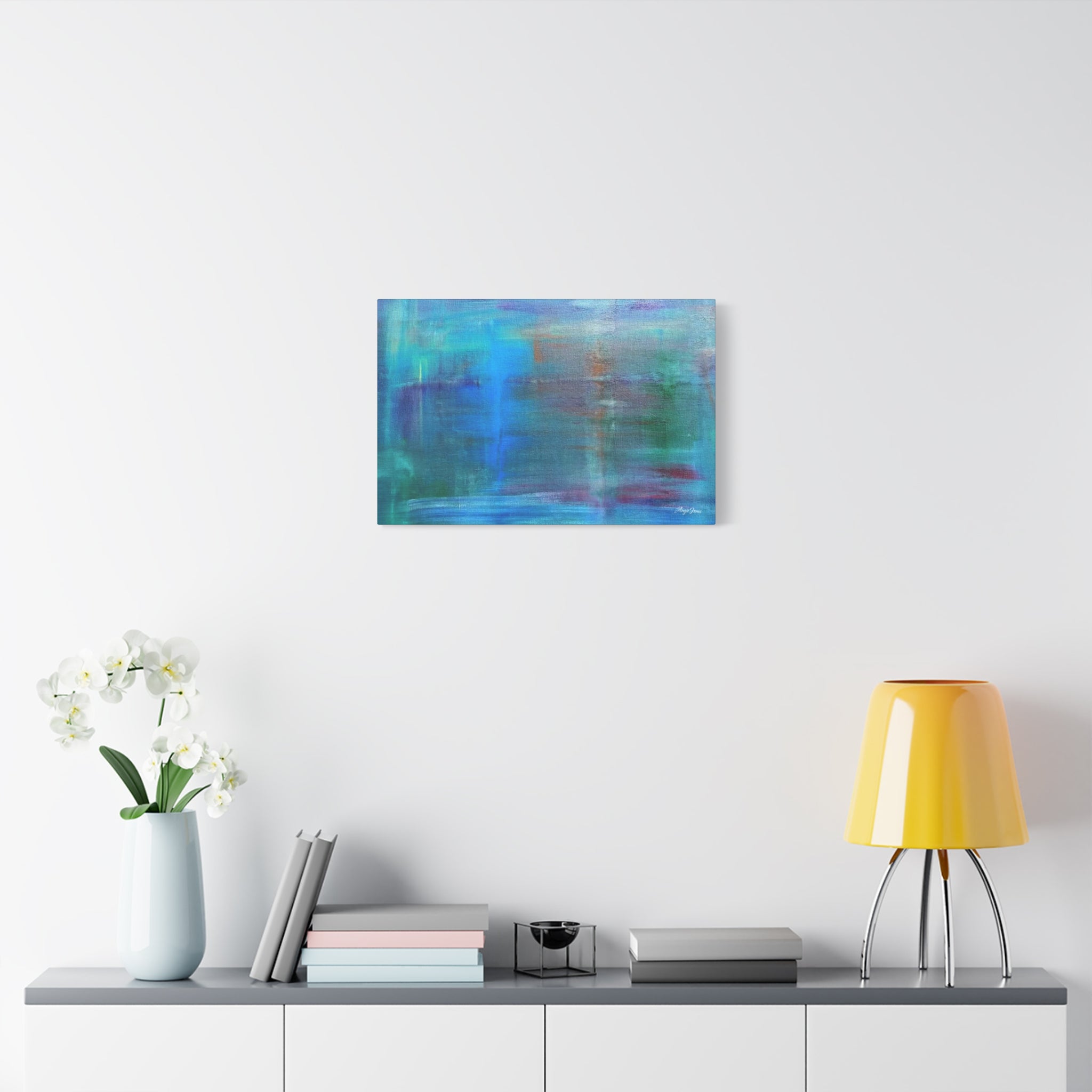 Abstract Blue-Green Matte Canvas Print – Stretched 1.25" Wall Art