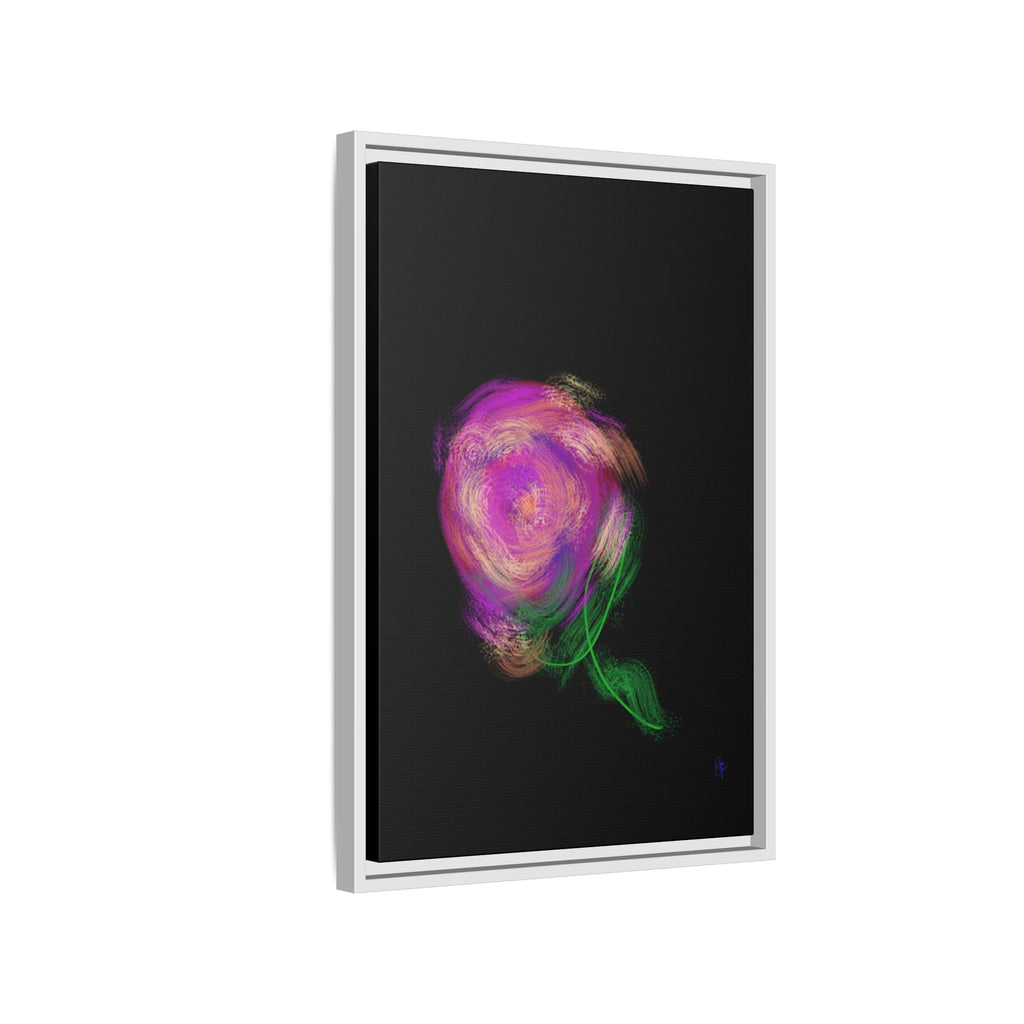 Abstract Rose Swirl Matte Framed Canvas — Multicolor Floral Wall Art