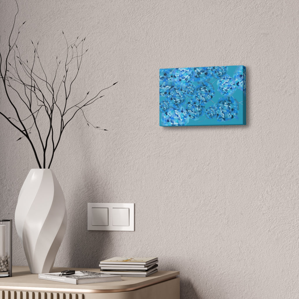 Blue Hydrangea Canvas Wall Art — Abstract Floral Stretched Canvas (1.5" Depth)