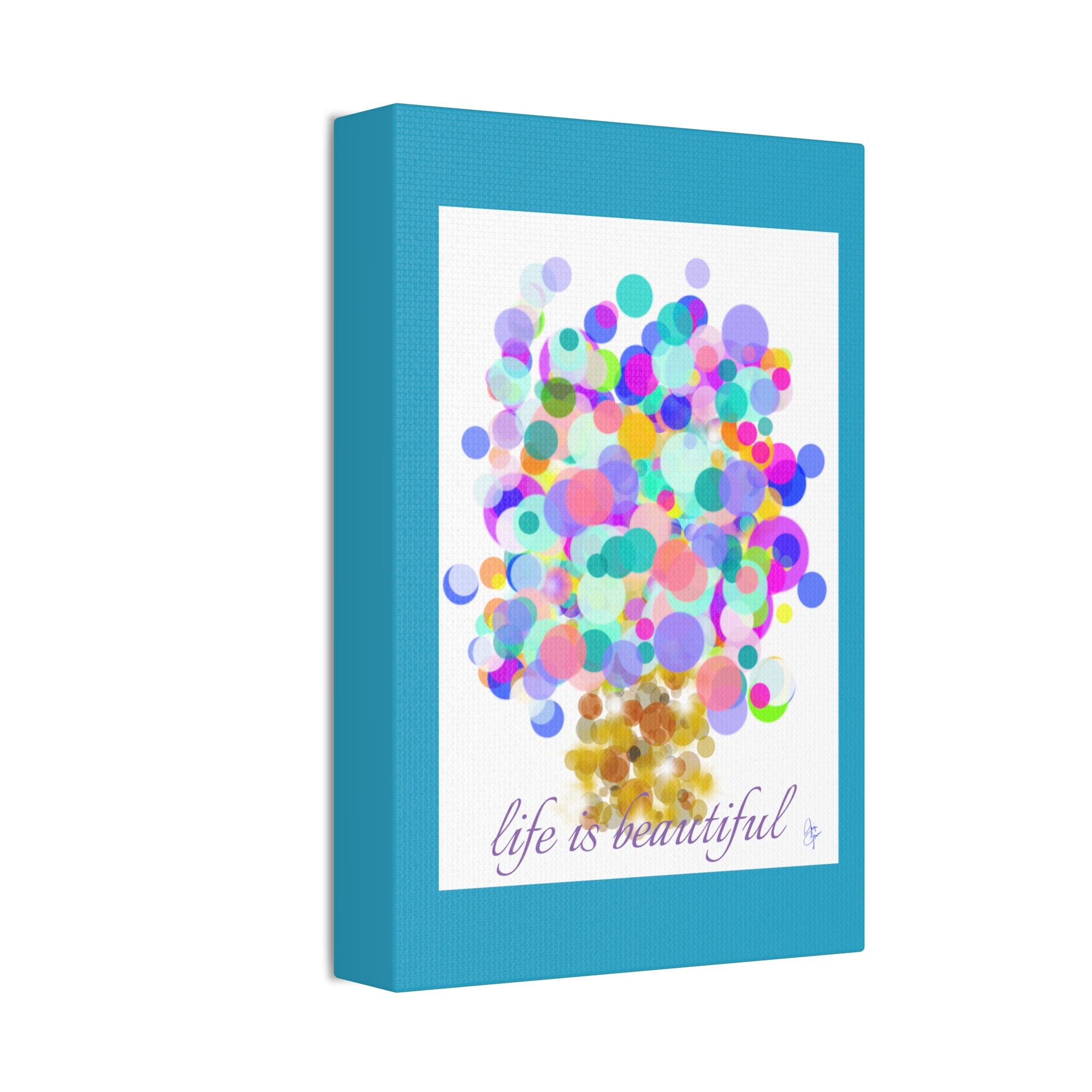 Life Is Beautiful Colorful Bubble Tree Canvas