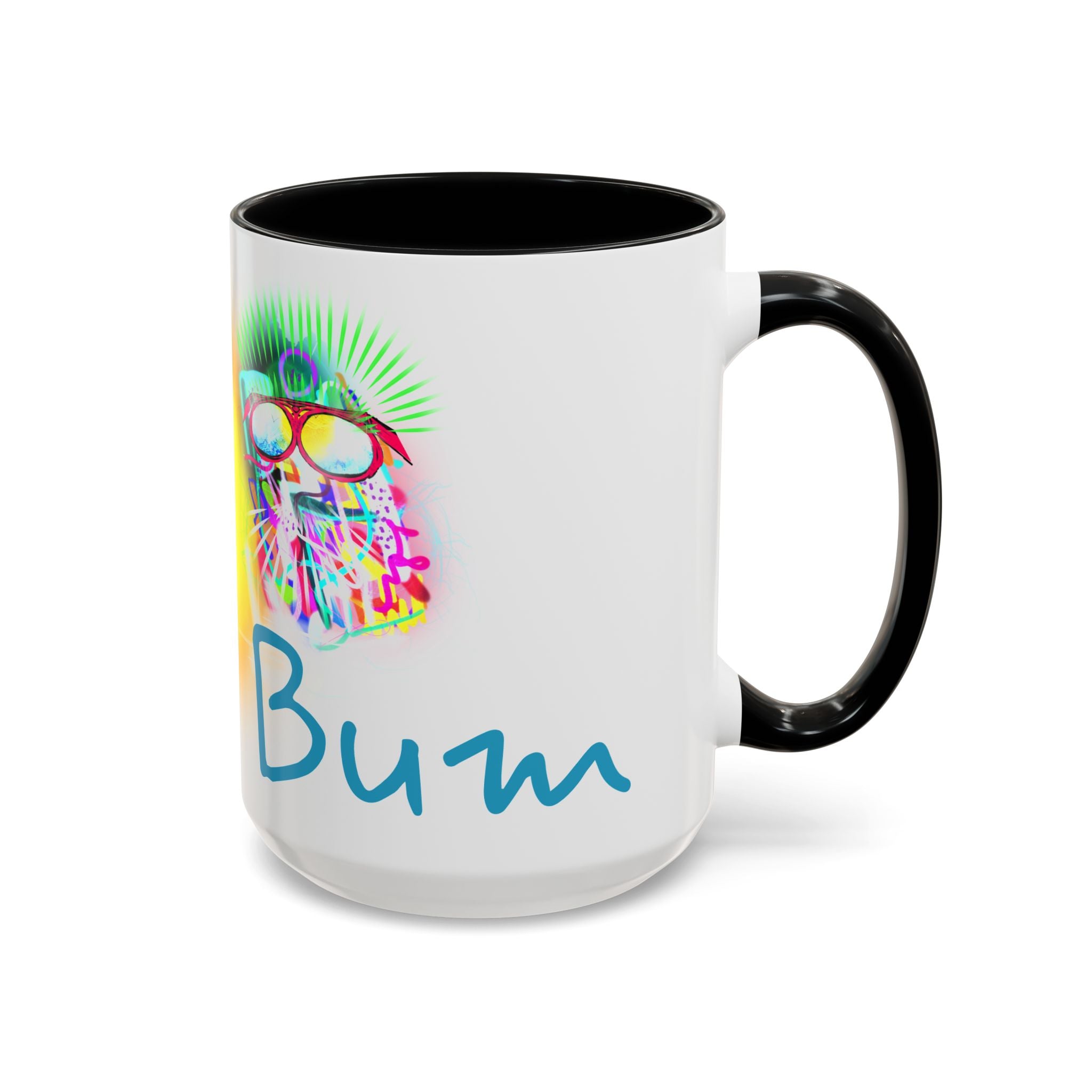 Beach Bum Coffee Mug — Colorful Retro Skull Design (11/15oz)