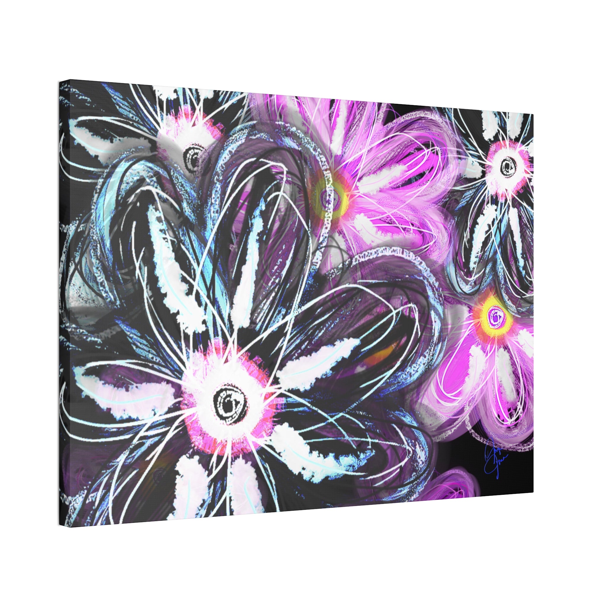 Floral Neon Abstract Canvas