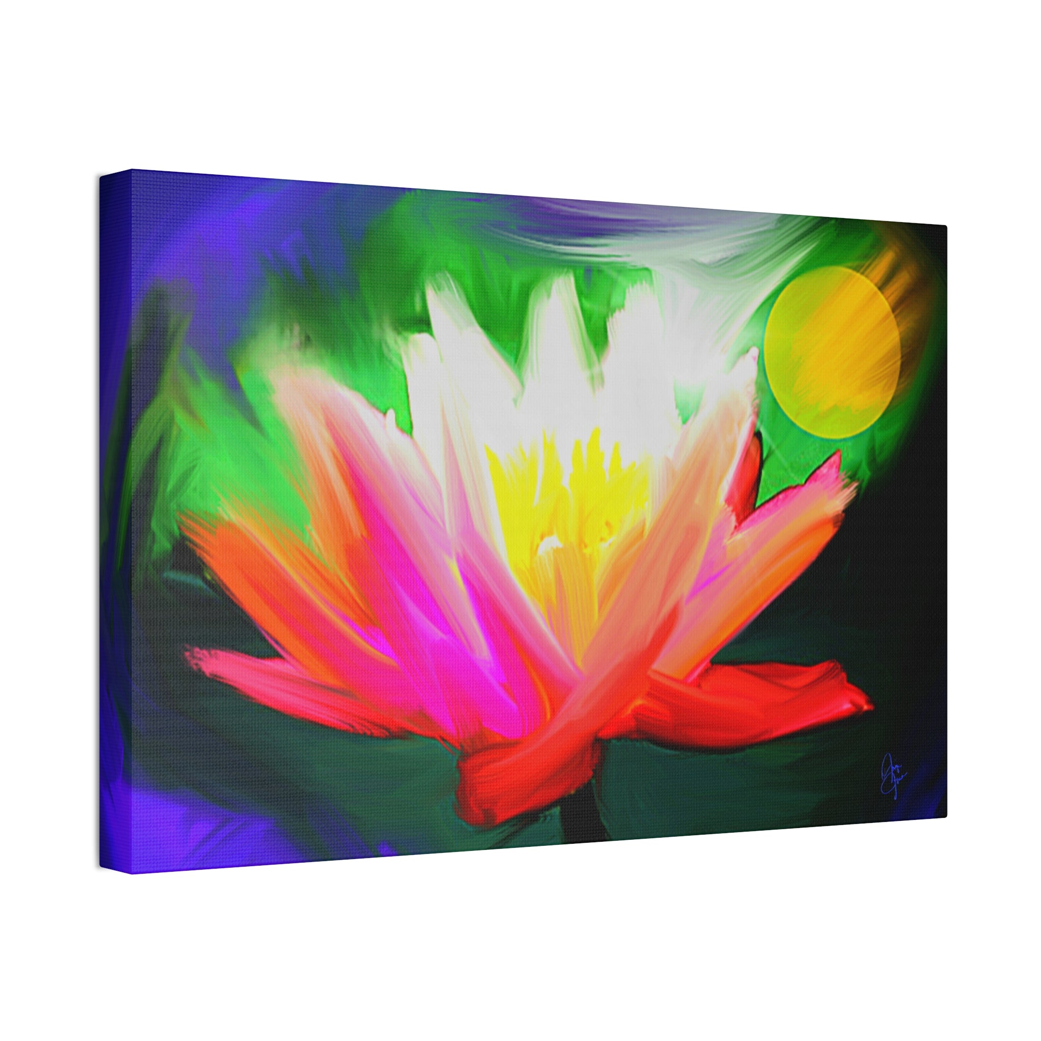 Vibrant Lotus Canvas Print — Bright Floral Stretched Wall Art