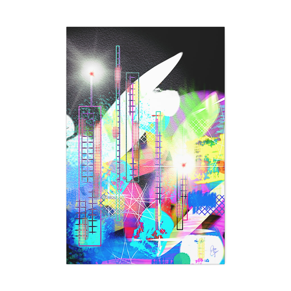 Abstract Neon Cityscape Canvas Print — Stretched 1.5"