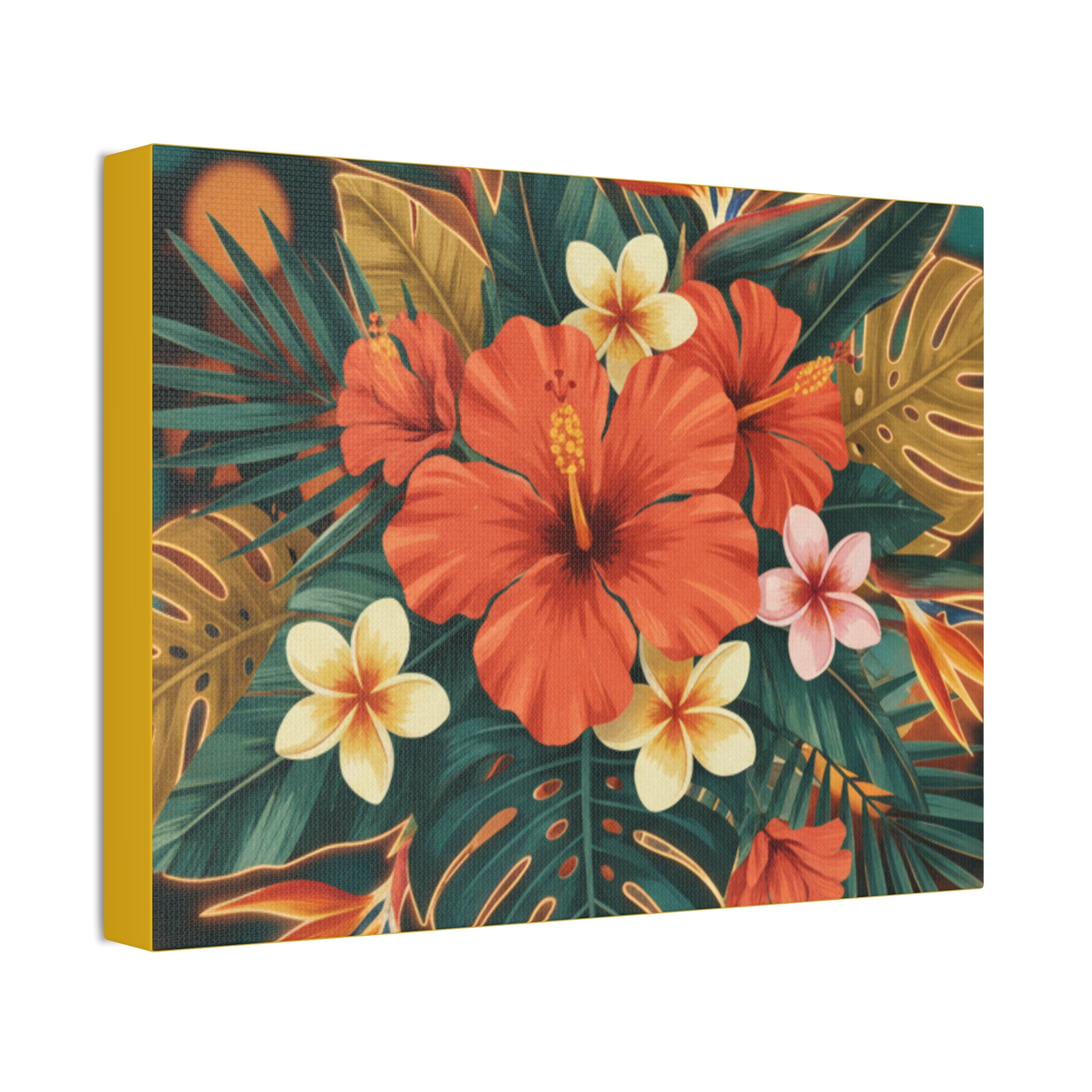 Tropical Hibiscus Canvas Wall Art — Vibrant Floral Stretched Canvas