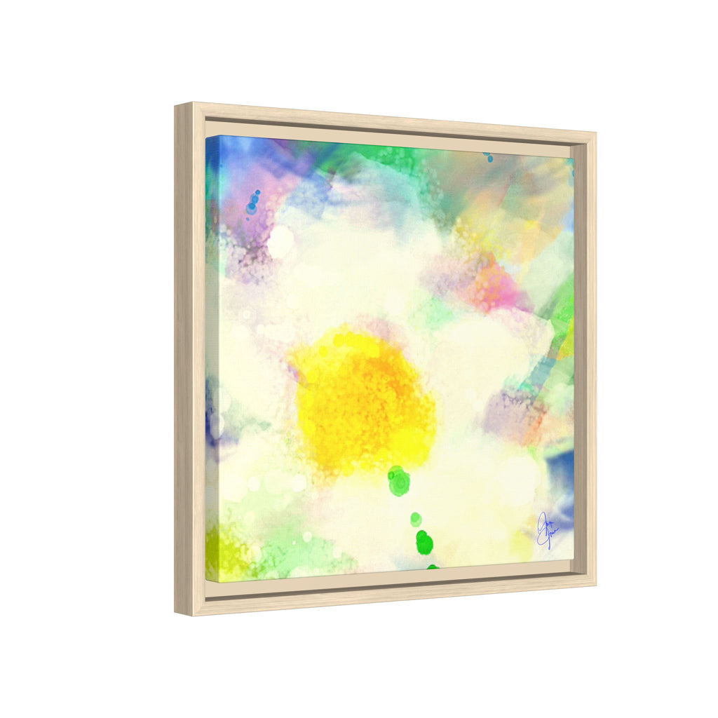 Framed Matte Canvas - Watercolor Yellow Floral Abstract Wall Art