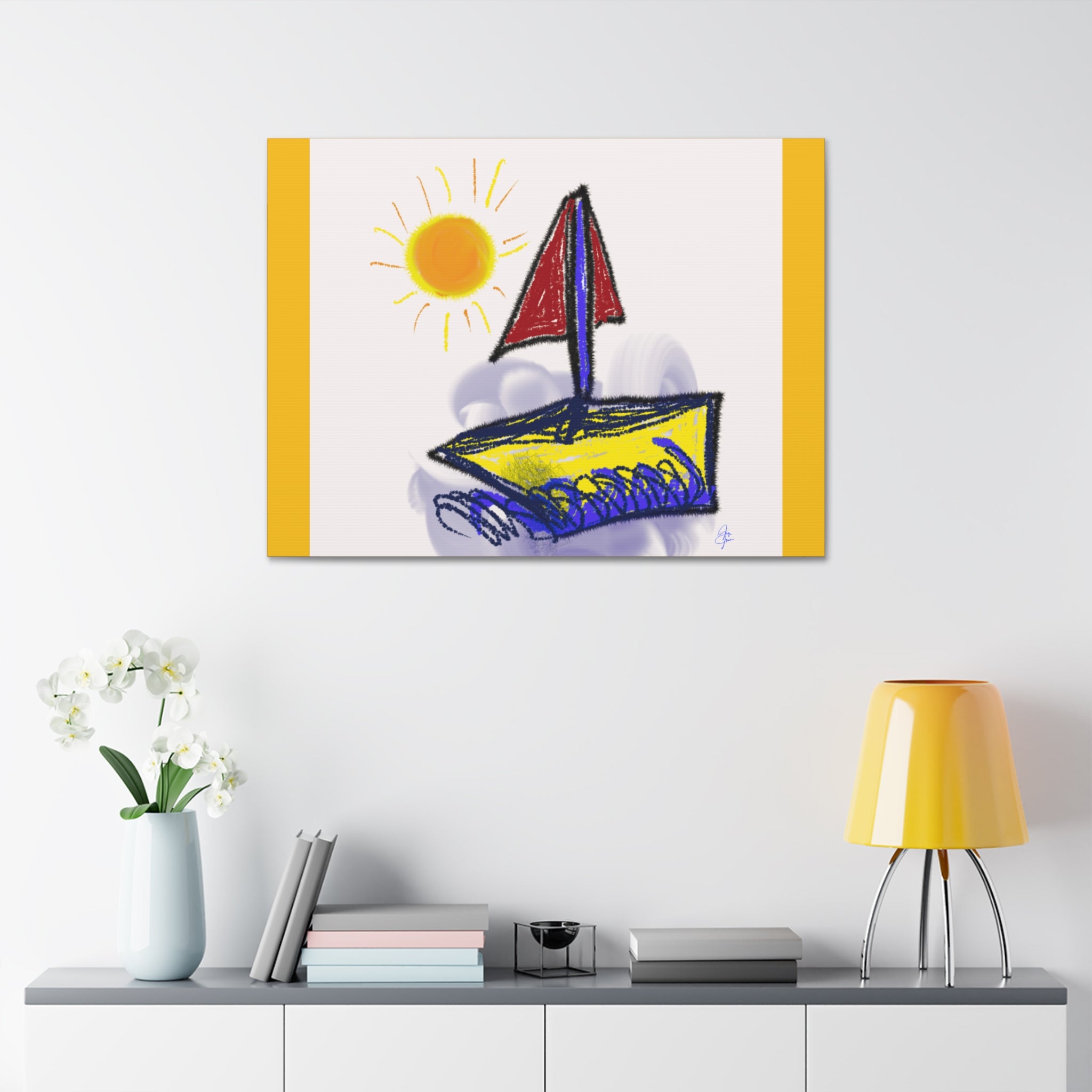 Whimsical Sailboat Canvas — Child's Room Wall Art