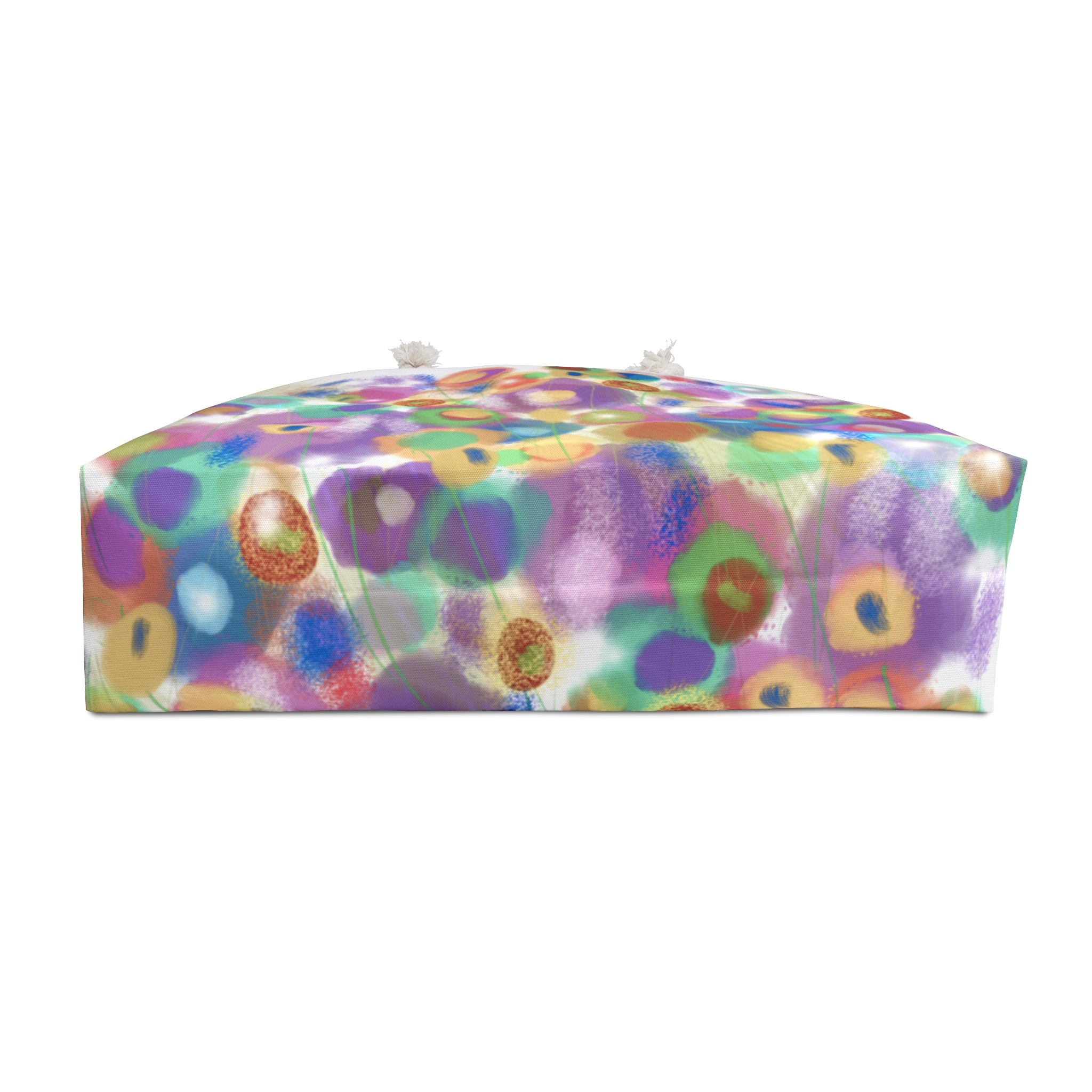 Abstract Floral Weekender Bag — Colorful Watercolor Dots Travel Tote