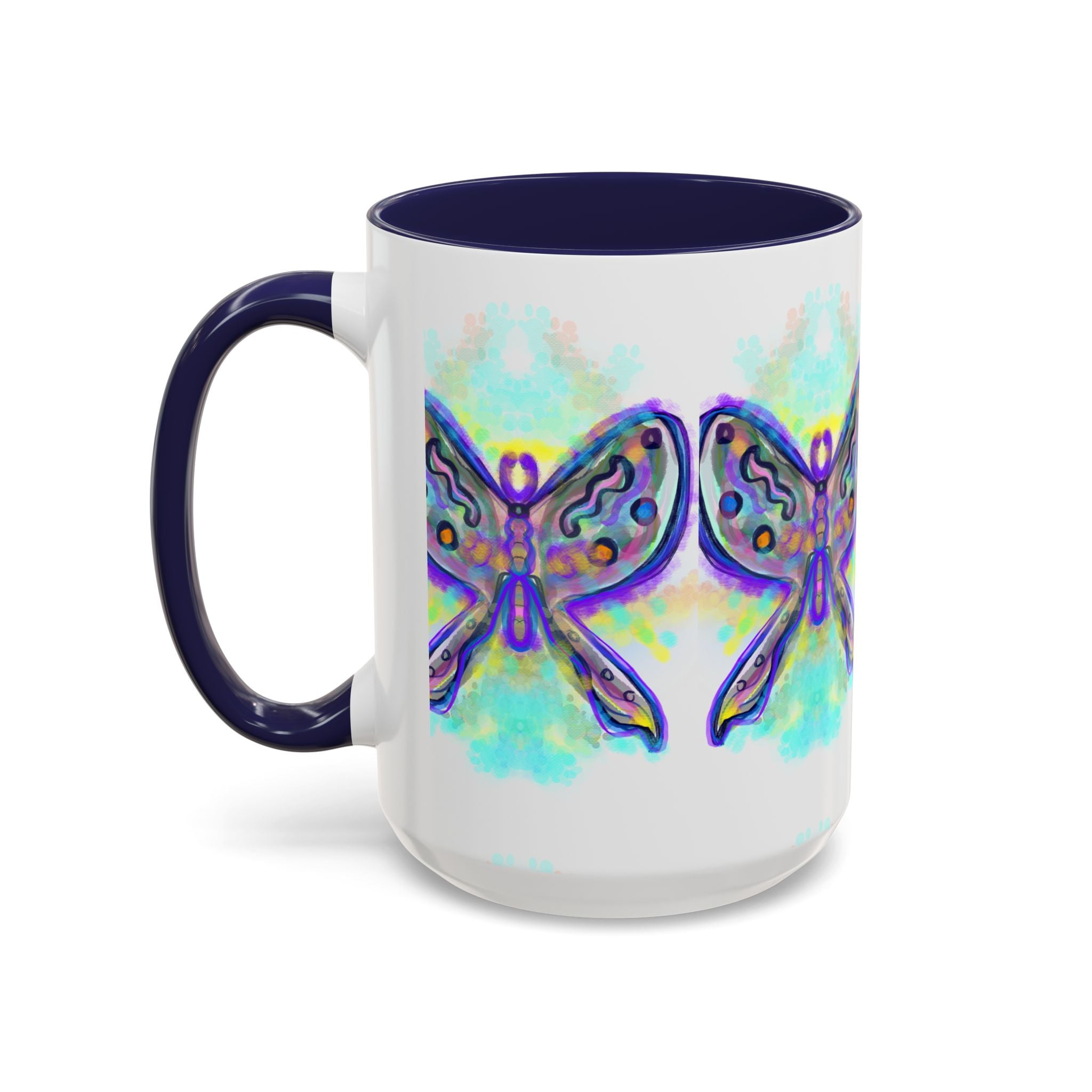 Butterfly Accent Coffee Mug — Colorful Watercolor Butterfly Design (11/15oz)