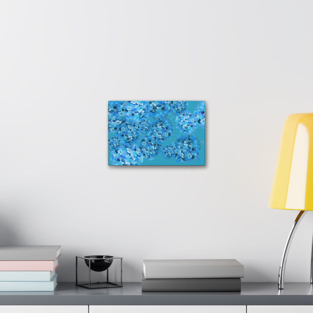Blue Hydrangea Canvas Wall Art — Abstract Floral Stretched Canvas (1.5" Depth)