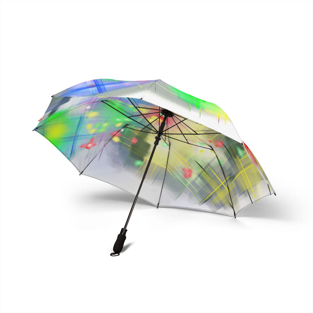 Color Splash Foldable Umbrella — Semi-Automatic Compact Rain Umbrella with Abstract Floral Print
