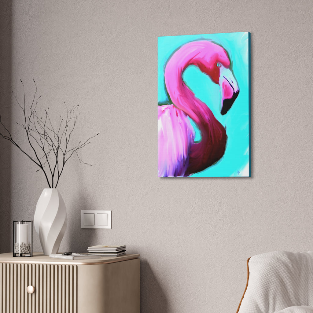 Pink Flamingo Canvas Wall Art – Tropical Bright Stretched Canvas