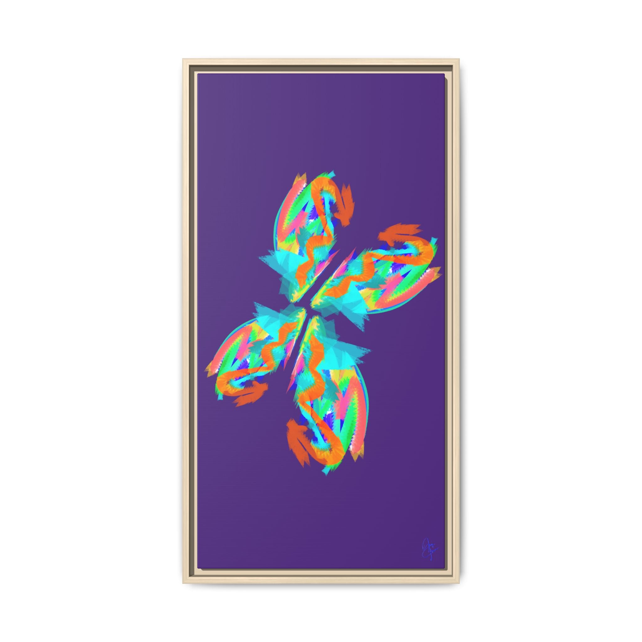 Framed Matte Canvas — Neon Abstract Butterfly Wall Art