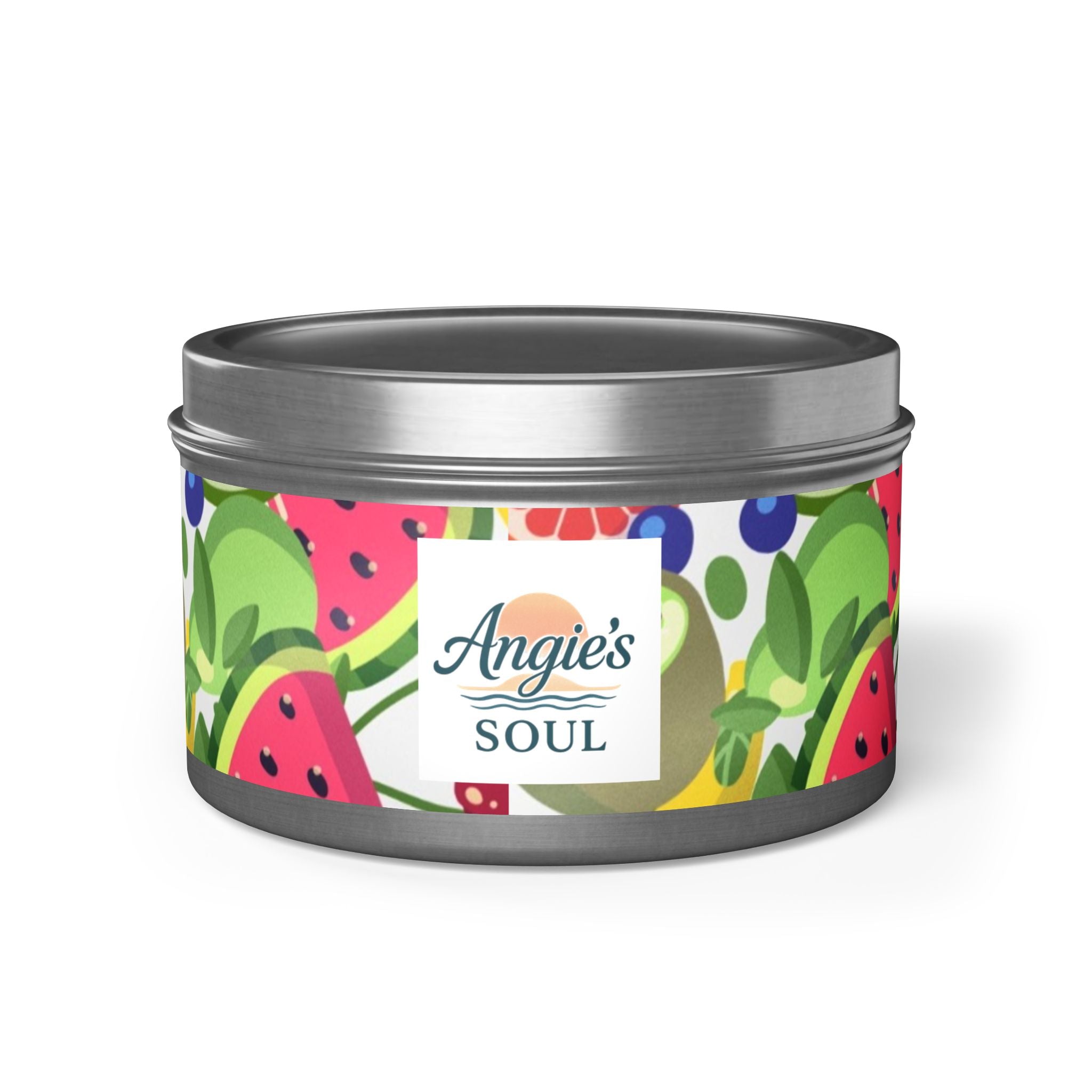 Tin Candle — Angie’s Soul Tropical Fruit Scented Tin Candle