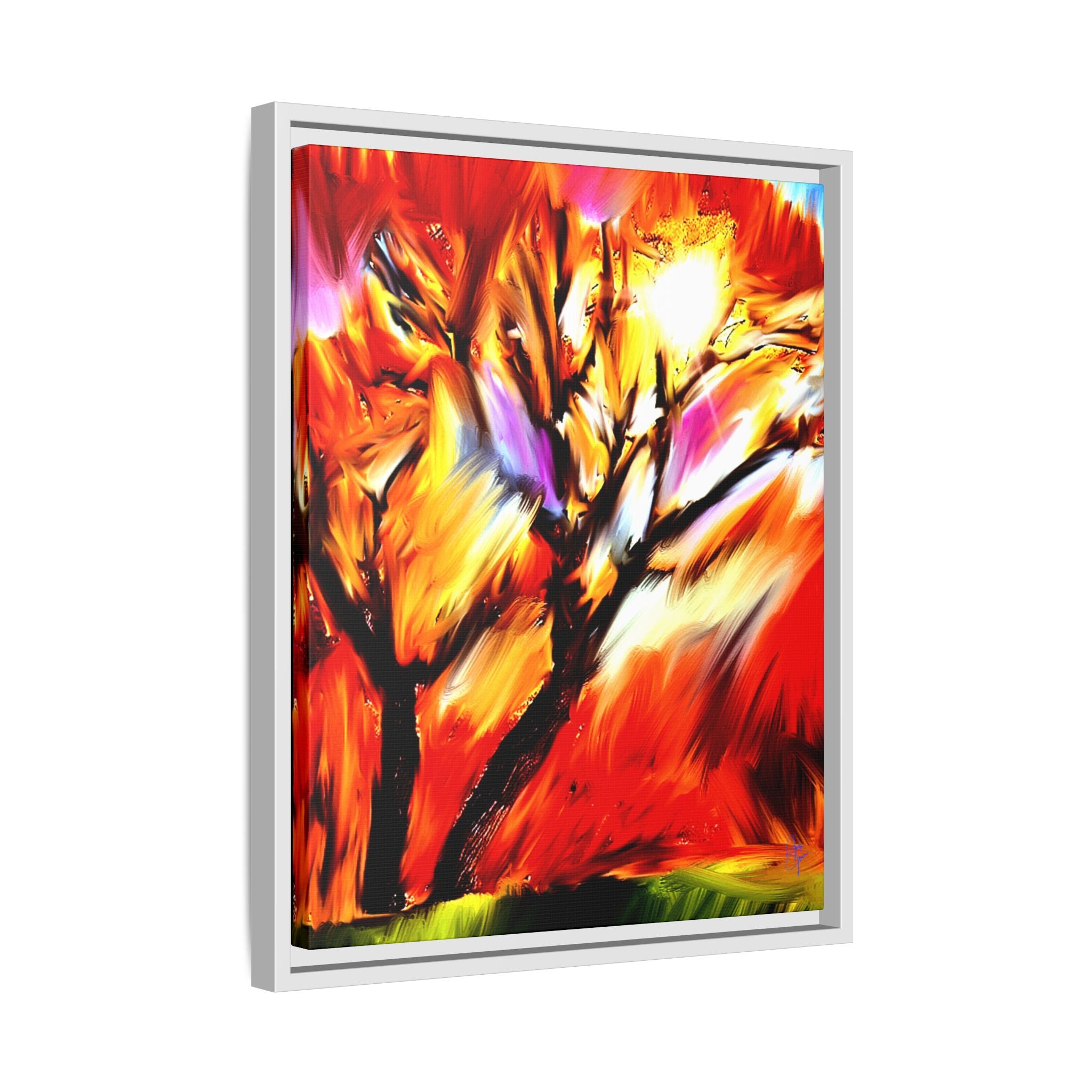 Framed Matte Canvas Print — Vibrant Tree Landscape