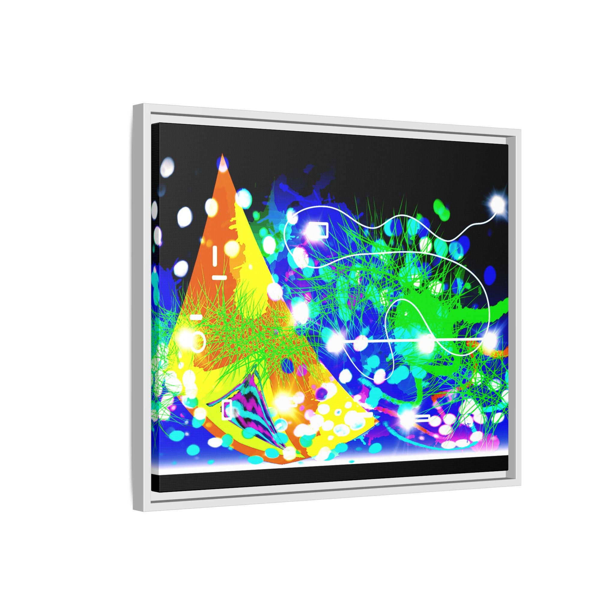 Abstract Neon Wave Matte Canvas Framed Art