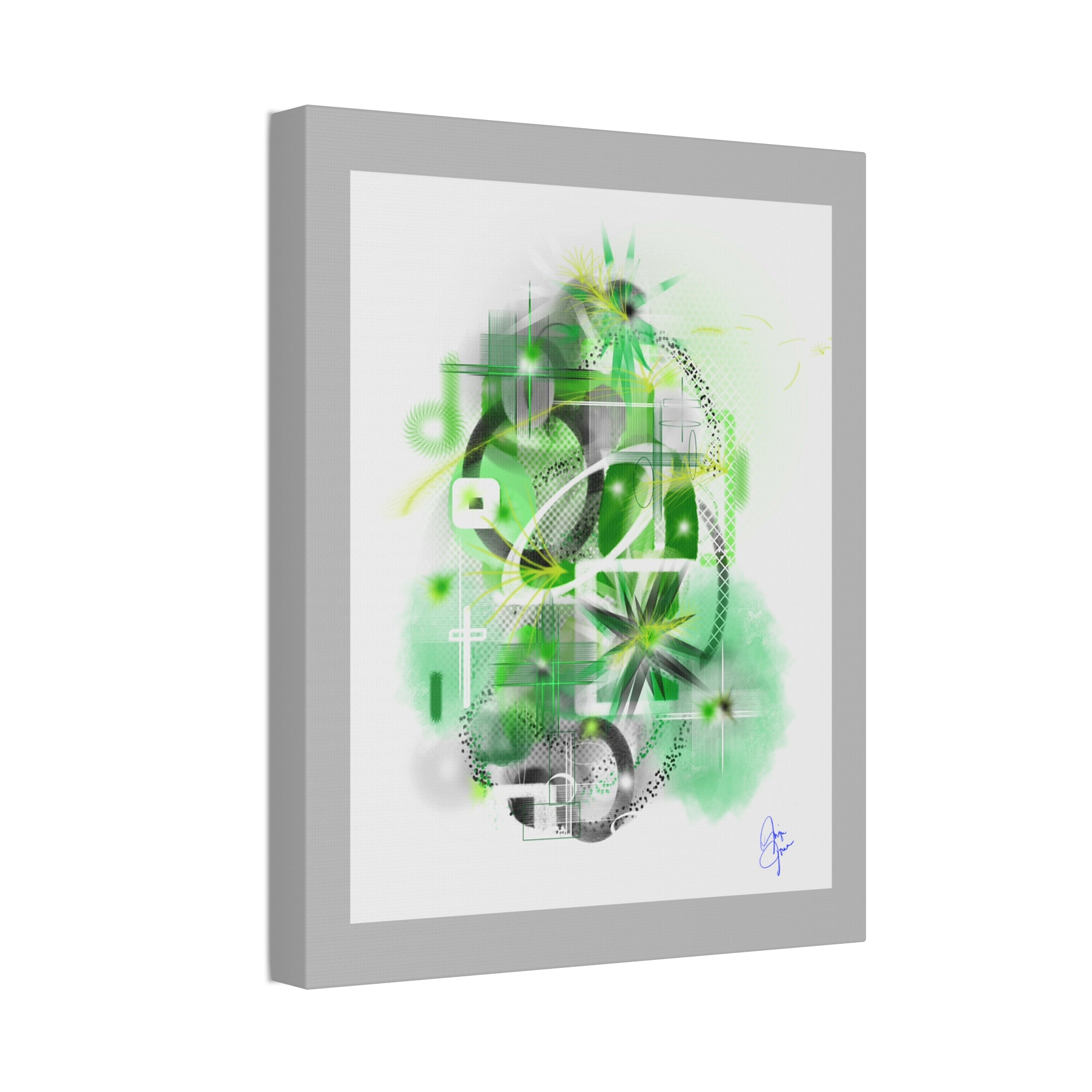 Abstract Green Geometric Canvas Stretched Print