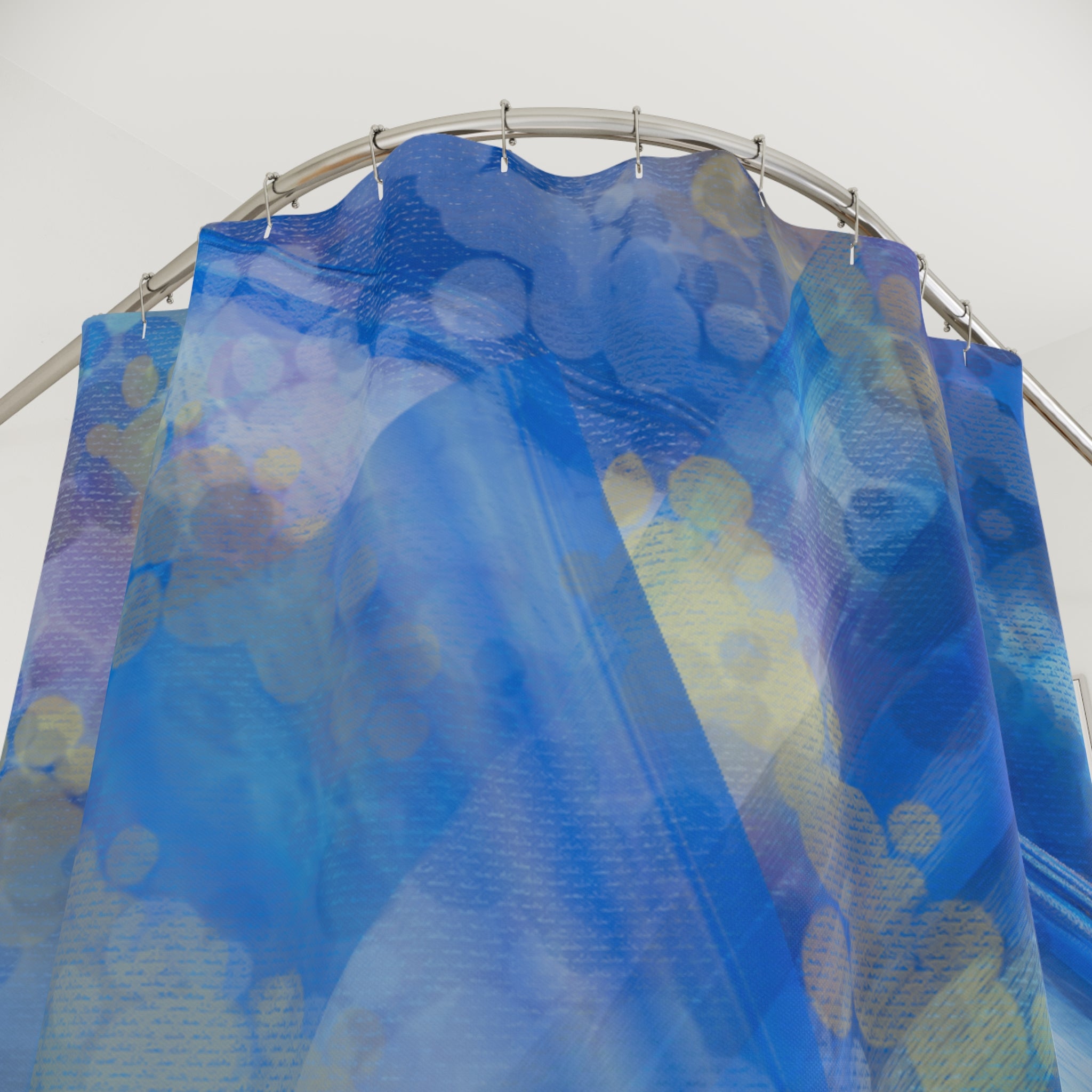 Blue Bokeh Abstract Shower Curtain – Calming Ocean-Inspired Bathroom Decor