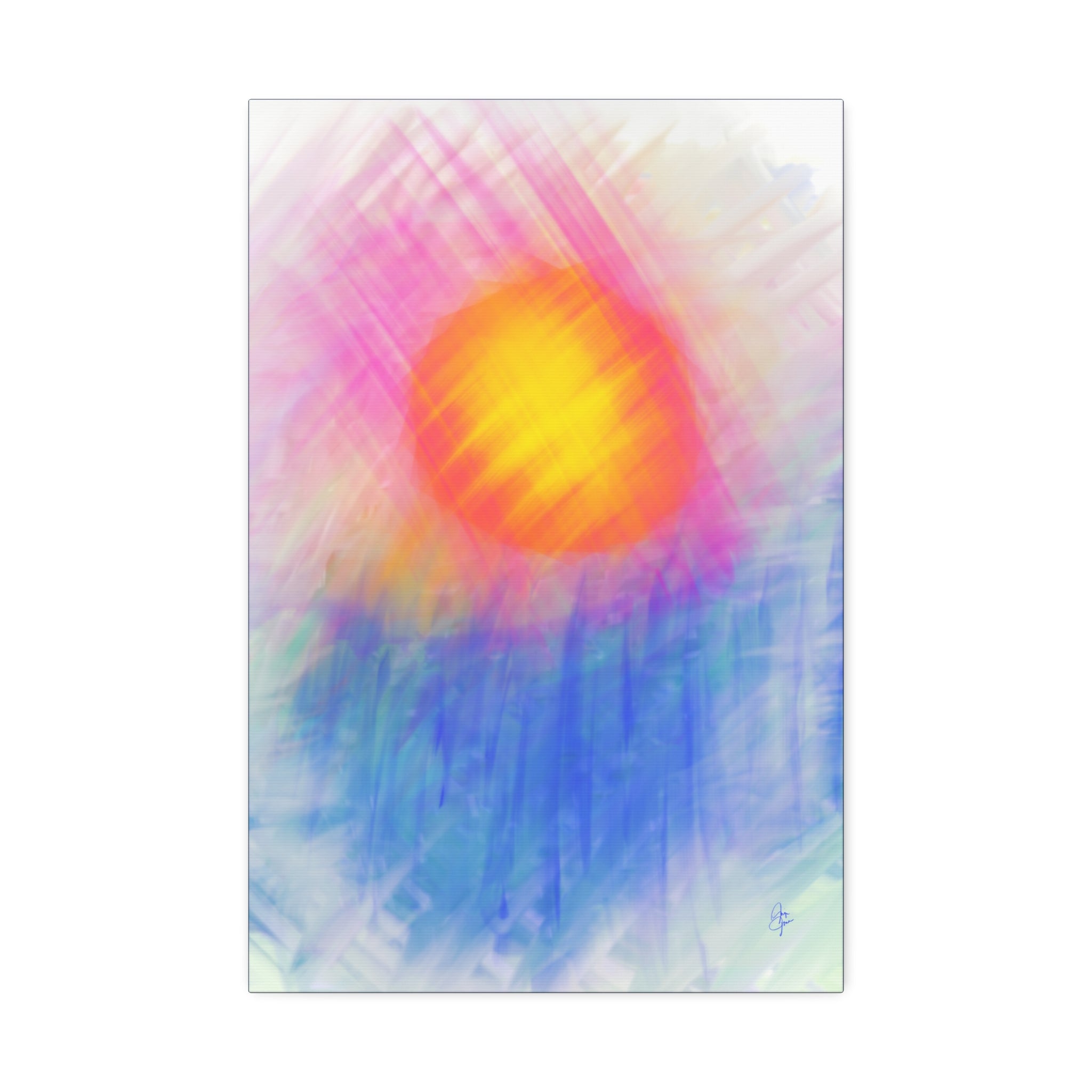 Abstract Sunrise Canvas Art - Vibrant Pink & Orange Sun Stretched Canvas