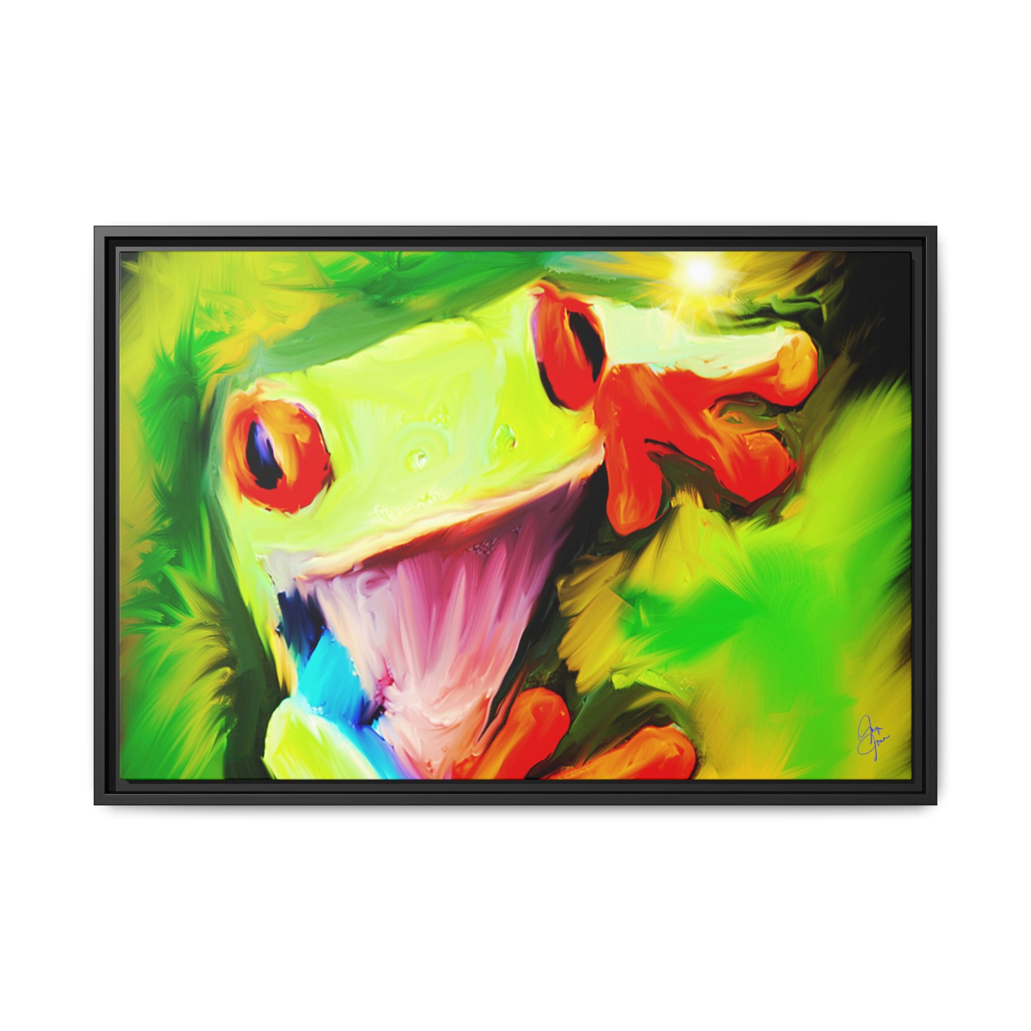 Colorful Tree Frog Matte Canvas Print — Framed Tropical Wall Art