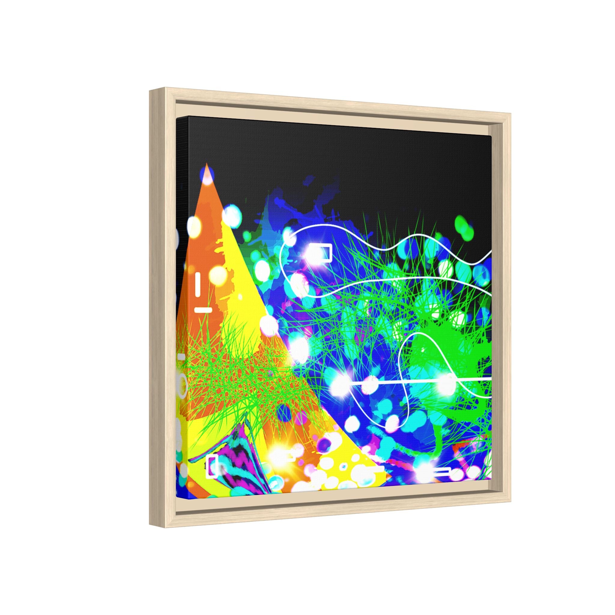 Abstract Neon Wave Matte Canvas Framed Art