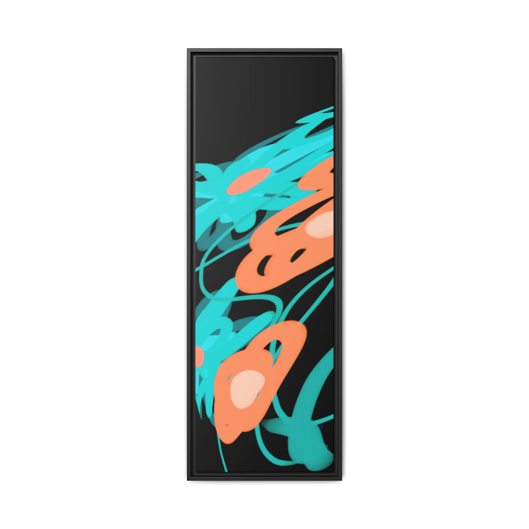 Abstract Teal & Coral Splash Framed Canvas