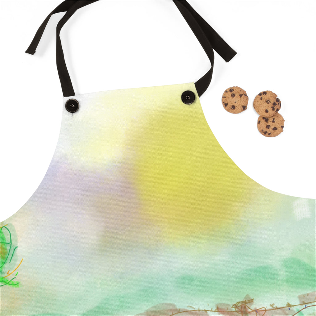 Watercolor Garden Apron - Spring Floral Field Cooking Apron