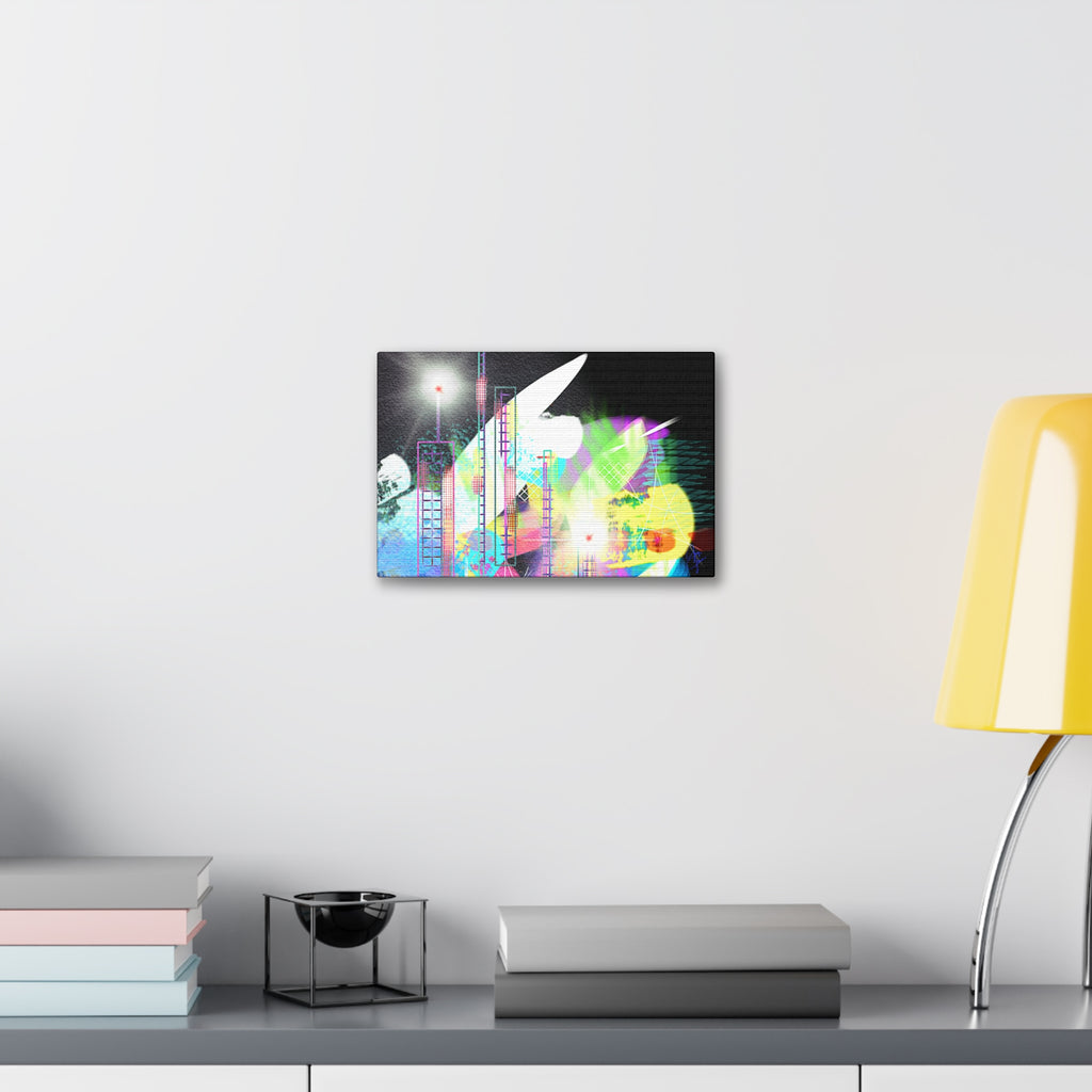 Abstract Neon Cityscape Canvas Print — Stretched 1.5"